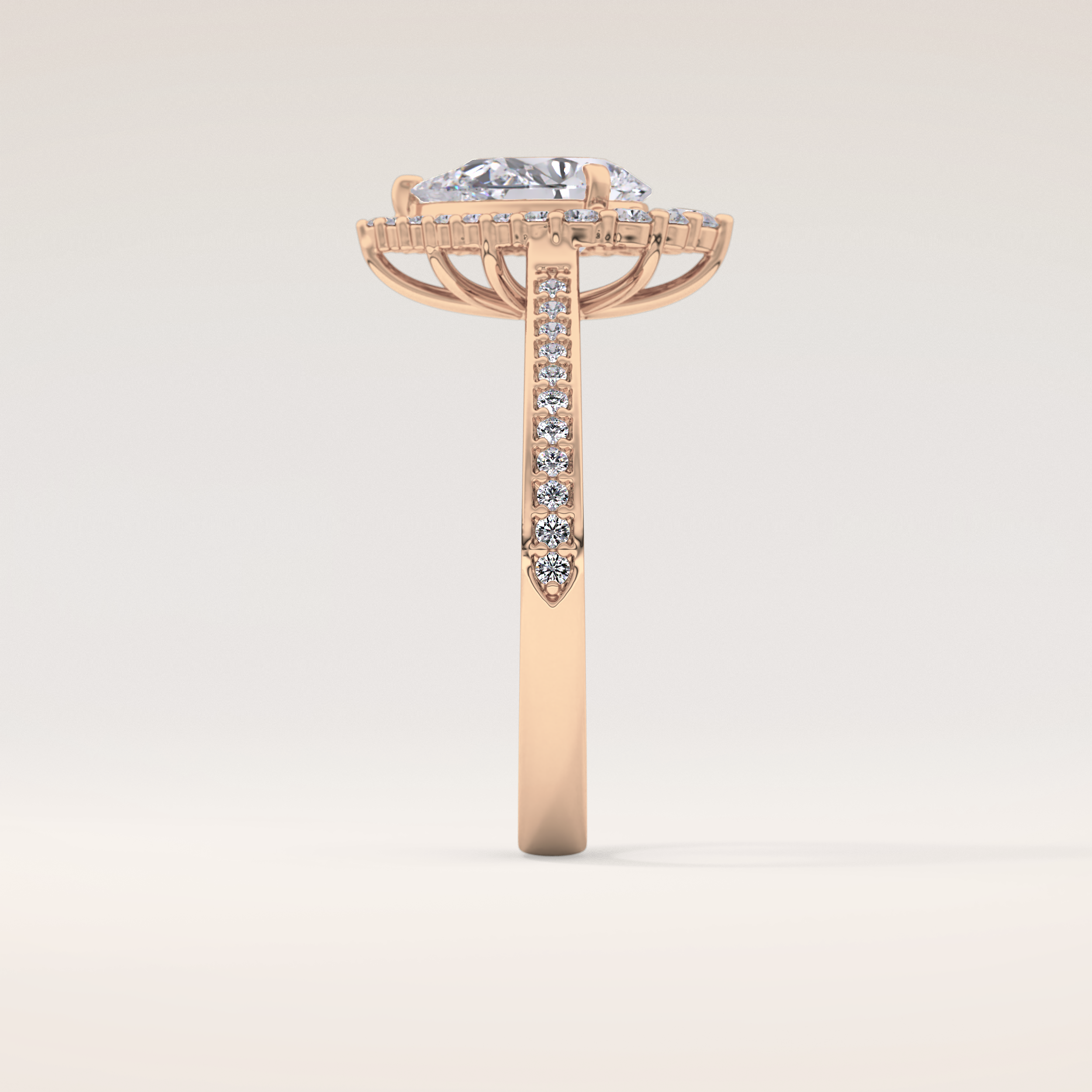 1.2 CT Pear Shaped Halo & Pave Moissanite Engagement Ring