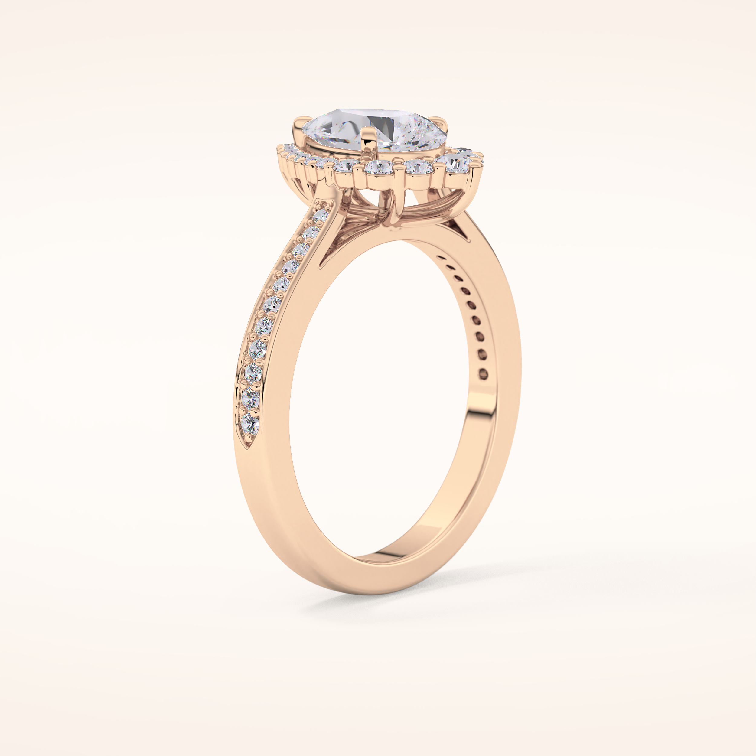 1.2 CT Pear Shaped Halo & Pave Moissanite Engagement Ring