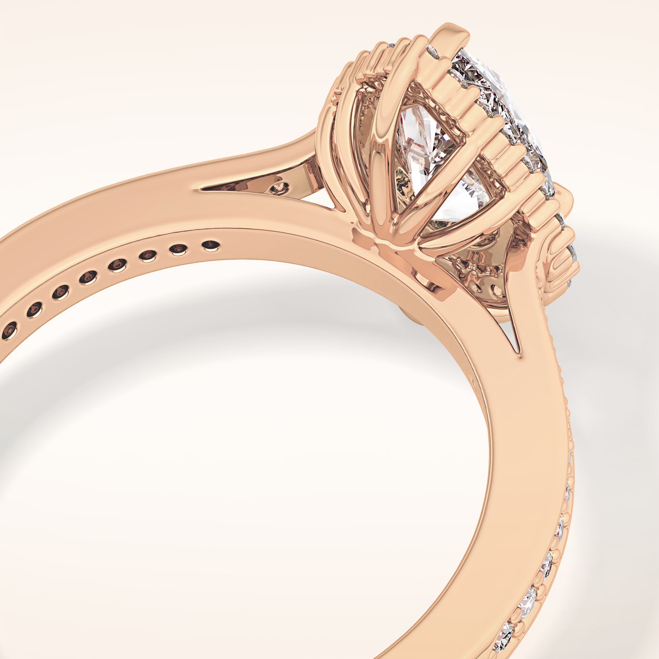 1.2 CT Pear Shaped Halo & Pave Moissanite Engagement Ring