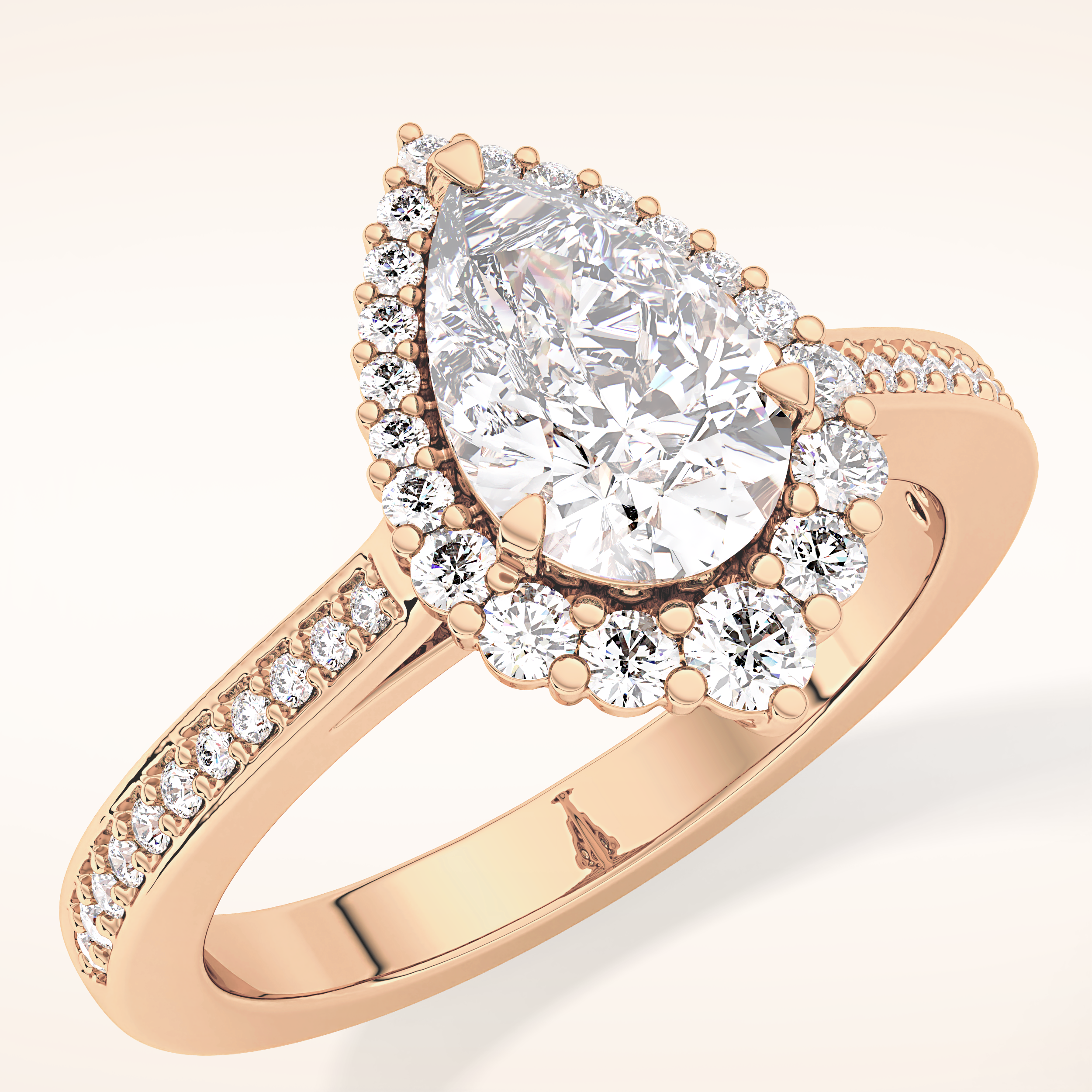 1.2 CT Pear Shaped Halo & Pave Moissanite Engagement Ring