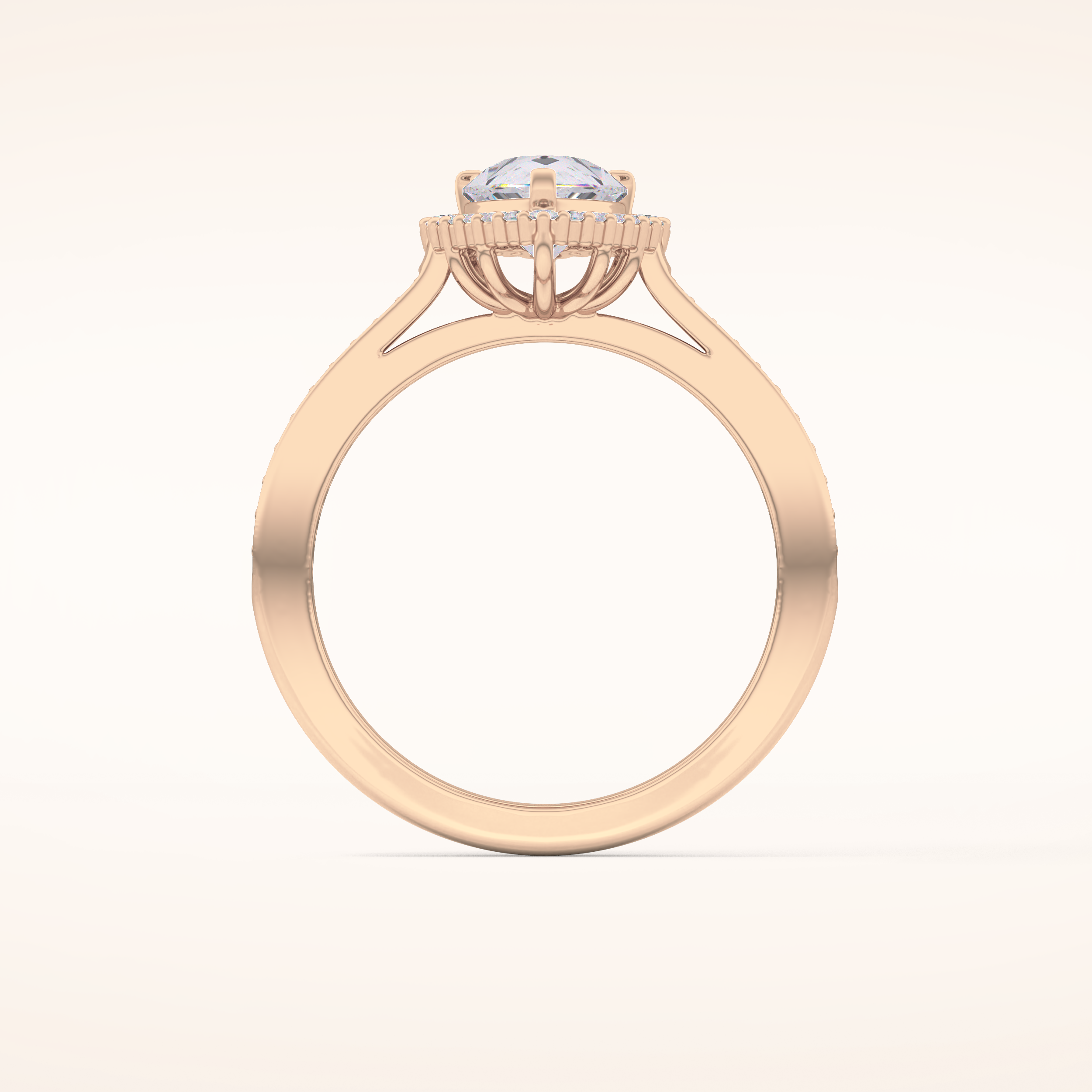 1.2 CT Pear Shaped Halo & Pave Moissanite Engagement Ring