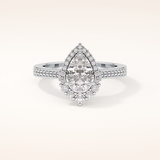 1.2 CT Pear Shaped Halo & Pave Moissanite Engagement Ring