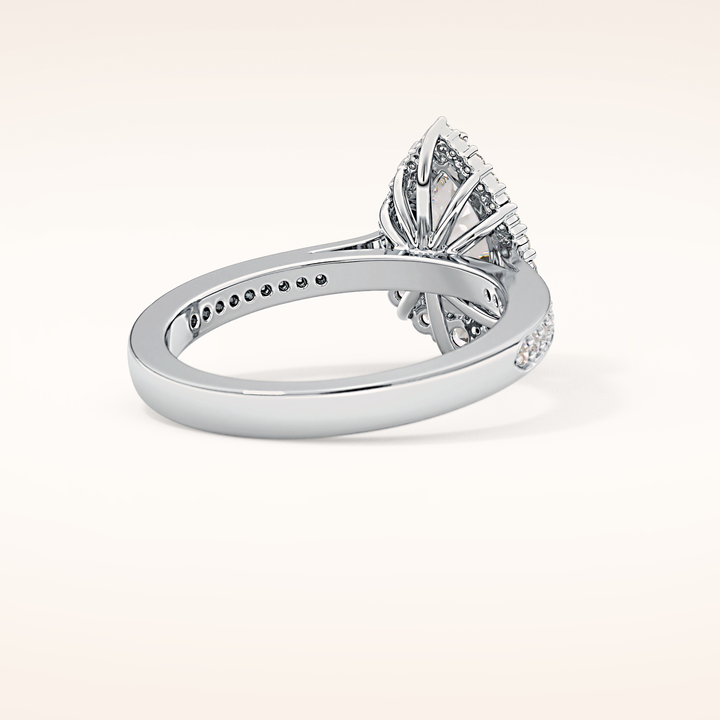 1.2 CT Pear Shaped Halo & Pave Moissanite Engagement Ring