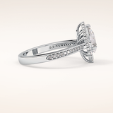 1.2 CT Pear Shaped Halo & Pave Moissanite Engagement Ring