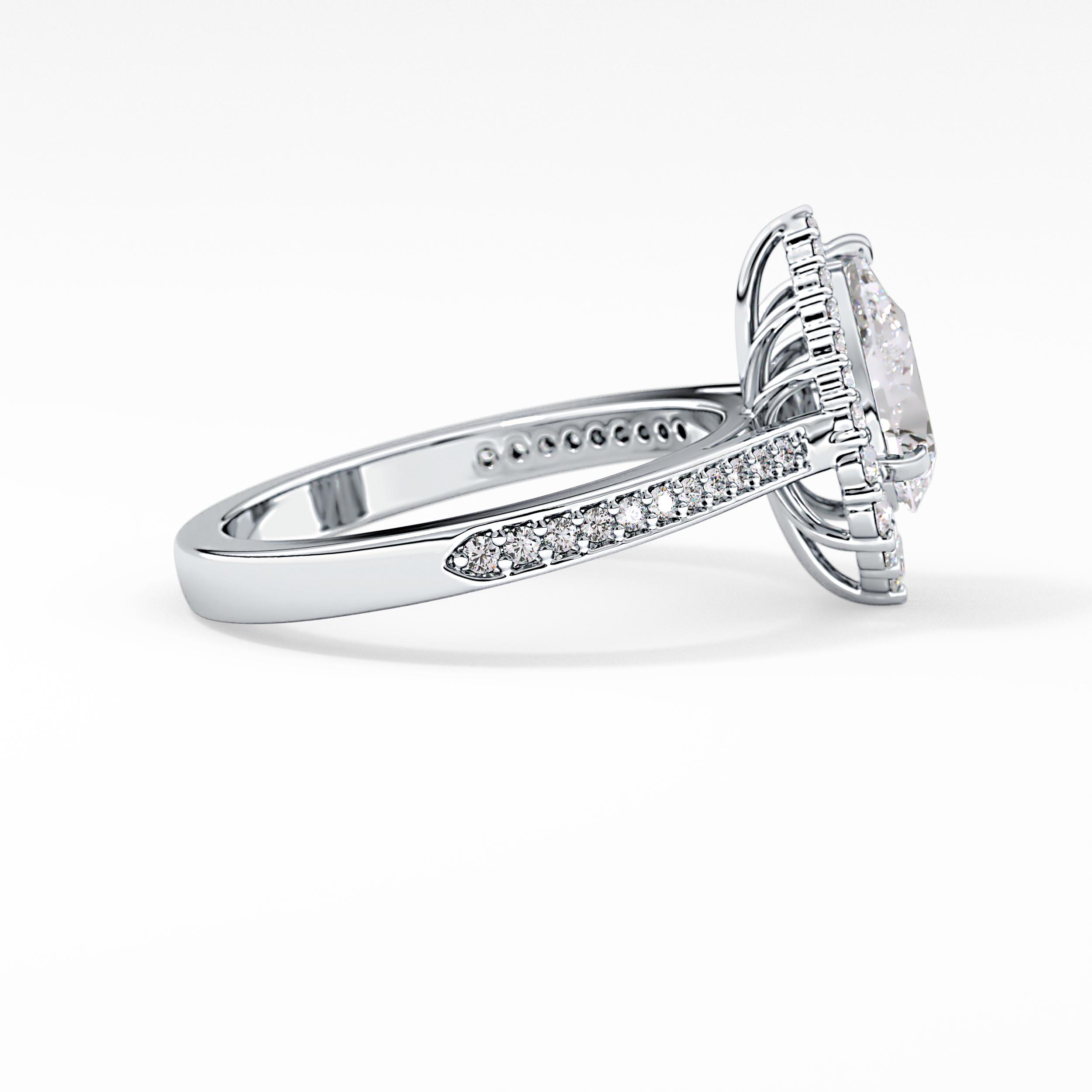 Pear Cut 1.2 Carat Moissanite Ring – Halo & Pave Setting in Gold