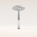 1.2 CT Pear Shaped Halo & Pave Moissanite Engagement Ring