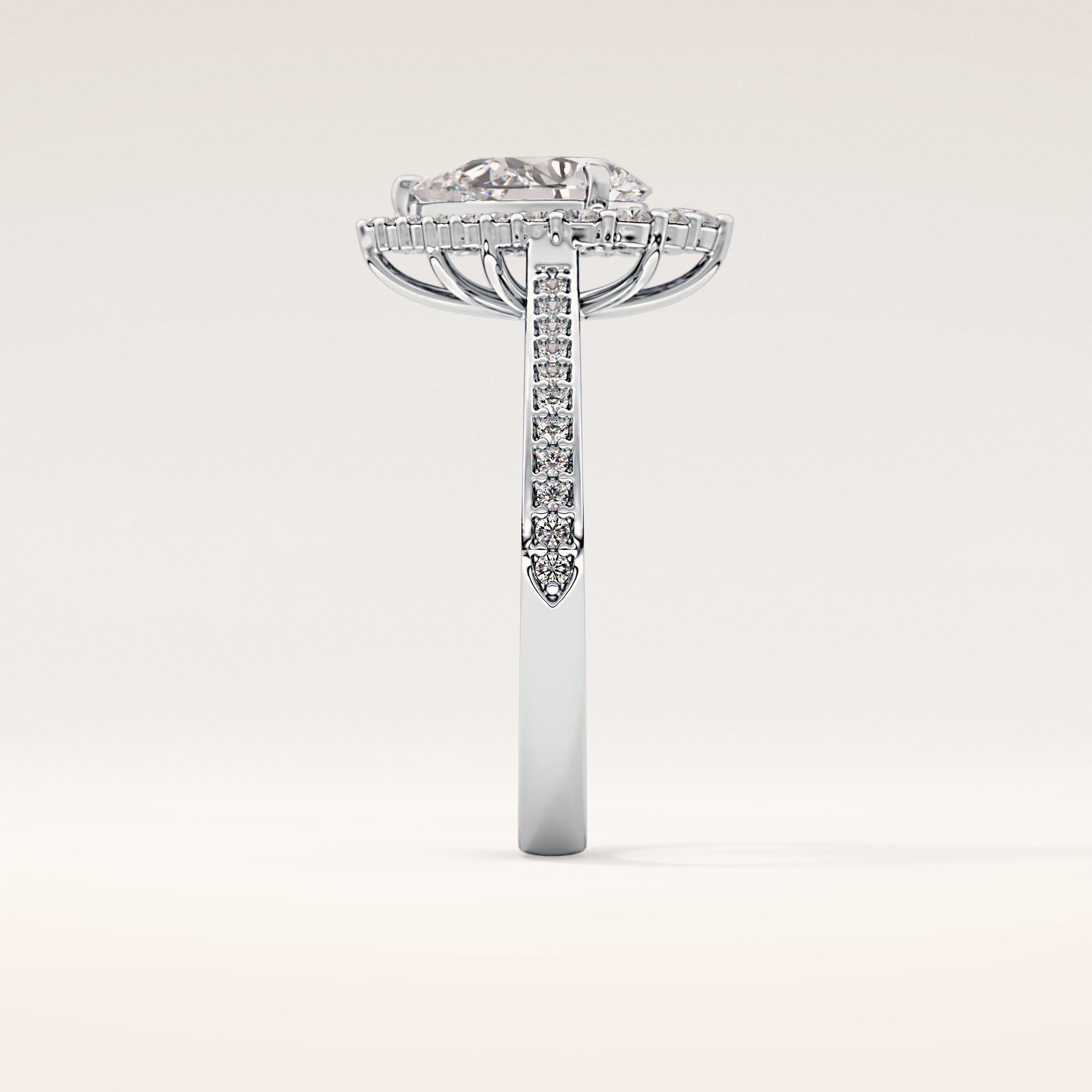 1.2 CT Pear Shaped Halo & Pave Moissanite Engagement Ring