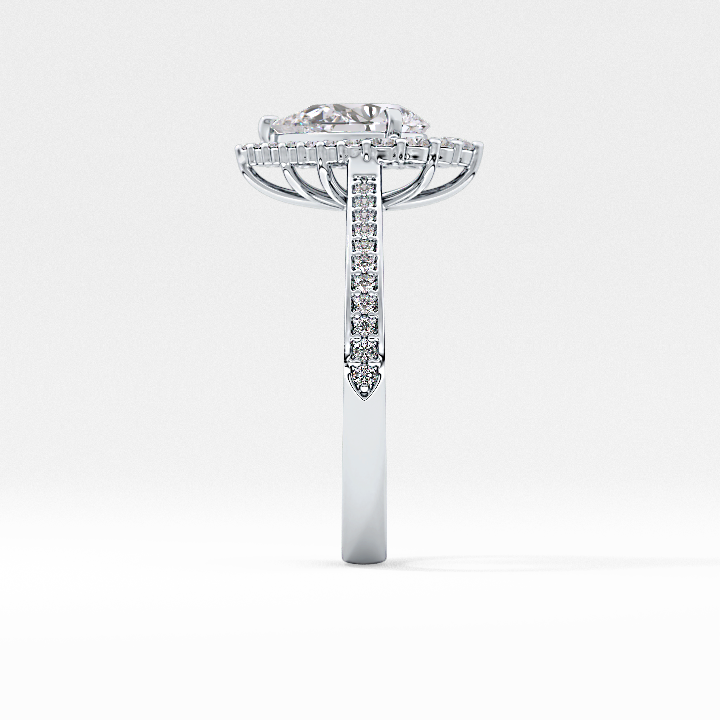 Pear Cut 1.2 Carat Moissanite Ring – Halo & Pave Setting in Gold