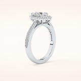 1.2 CT Pear Shaped Halo & Pave Moissanite Engagement Ring
