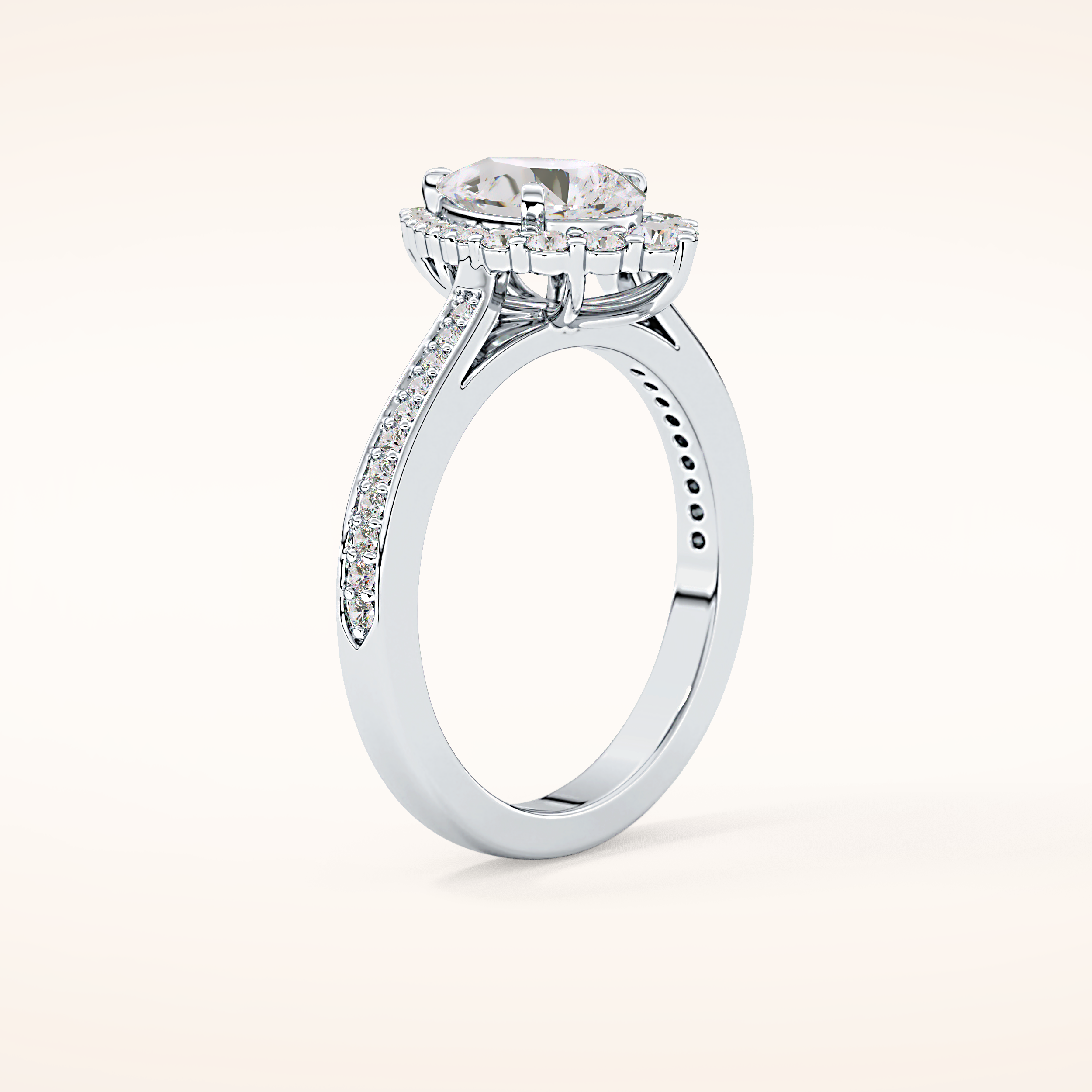 1.2 CT Pear Shaped Halo & Pave Moissanite Engagement Ring