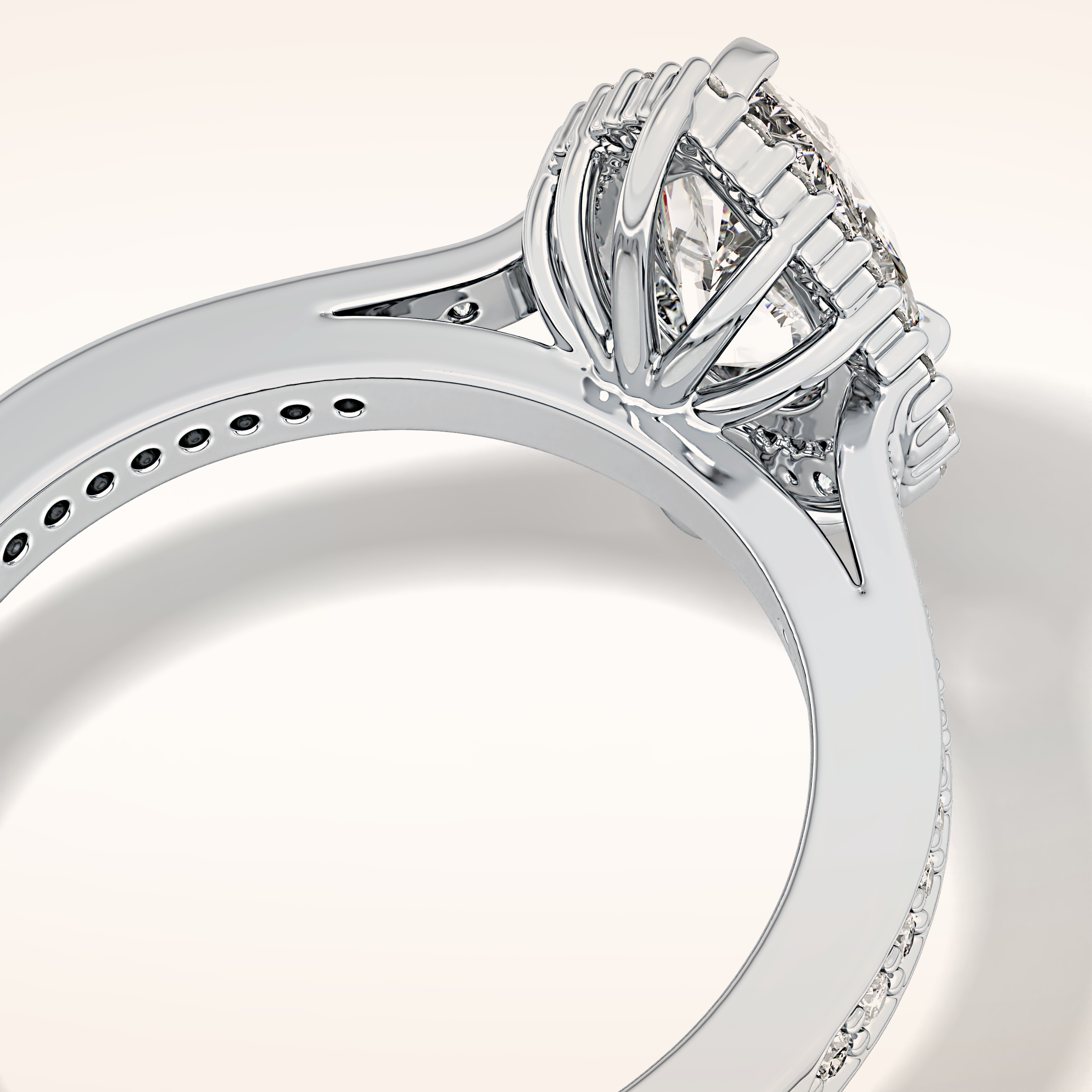 1.2 CT Pear Shaped Halo & Pave Moissanite Engagement Ring