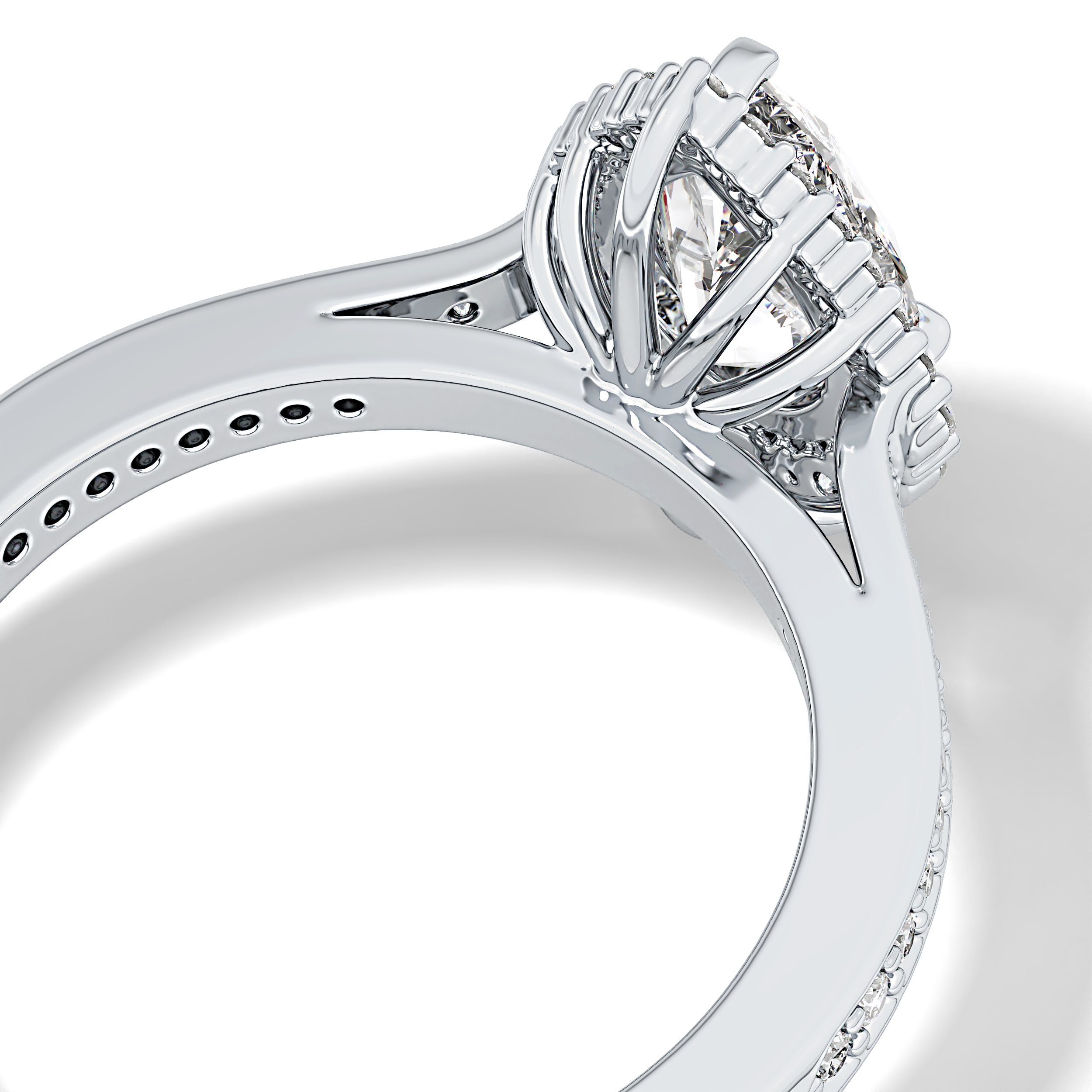 Pear Cut 1.2 Carat Moissanite Ring – Halo & Pave Setting in Gold