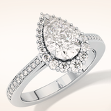 1.2 CT Pear Shaped Halo & Pave Moissanite Engagement Ring