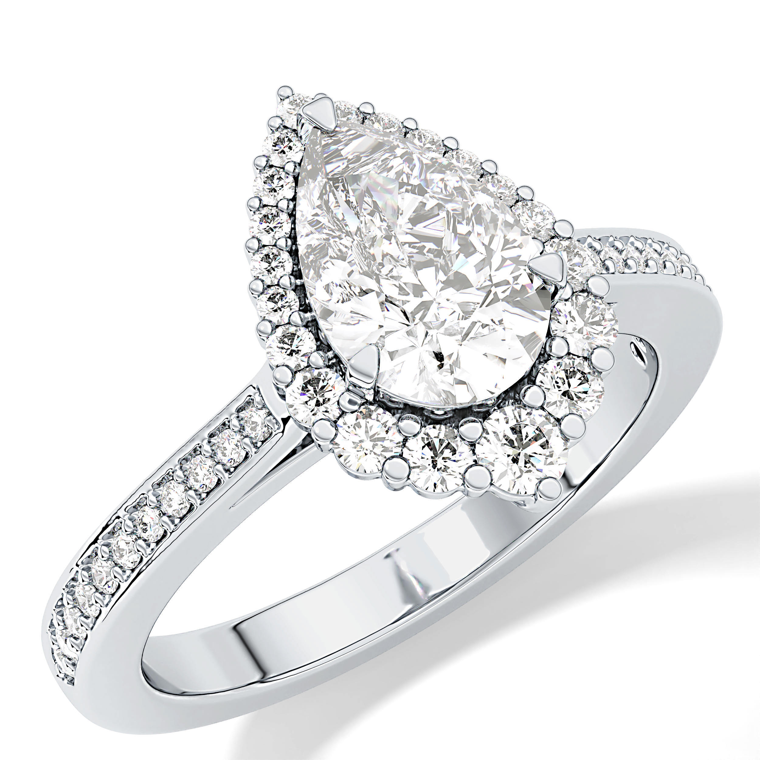 Pear Cut 1.2 Carat Moissanite Ring – Halo & Pave Setting in Gold