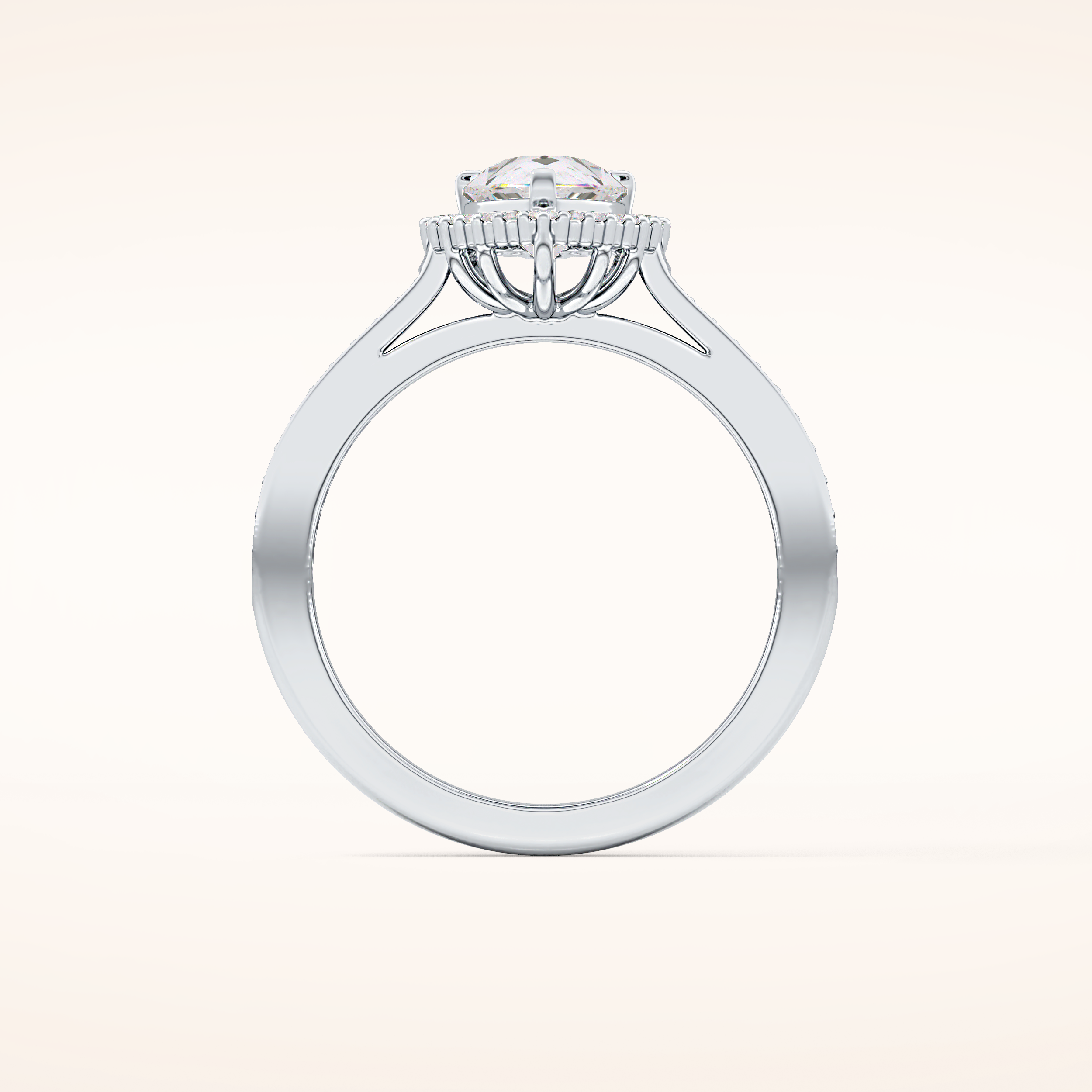 1.2 CT Pear Shaped Halo & Pave Moissanite Engagement Ring