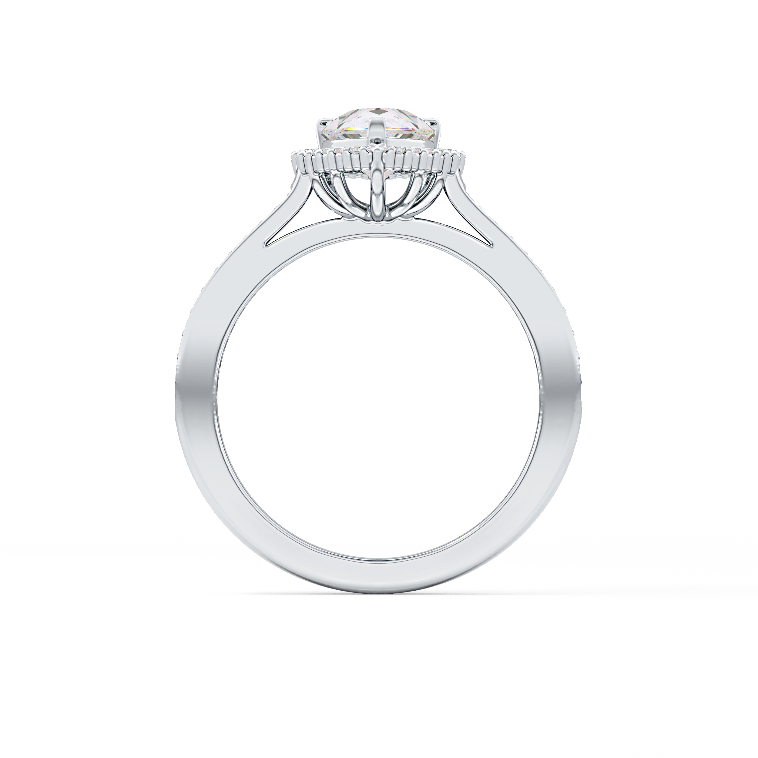 Pear Cut 1.2 Carat Moissanite Ring – Halo & Pave Setting in Gold