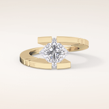 2.07 CT Princess Shaped Swirl Solitaire Moissanite Engagement Ring