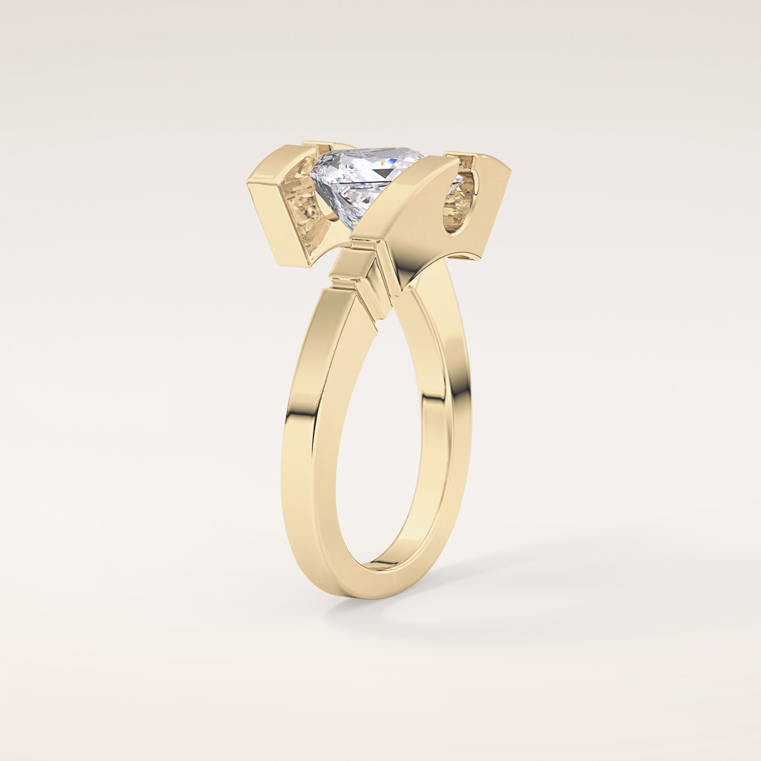 2.07 CT Princess Shaped Swirl Solitaire Moissanite Engagement Ring