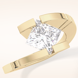2.07 CT Princess Shaped Swirl Solitaire Moissanite Engagement Ring