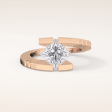 2.07 CT Princess Shaped Swirl Solitaire Moissanite Engagement Ring