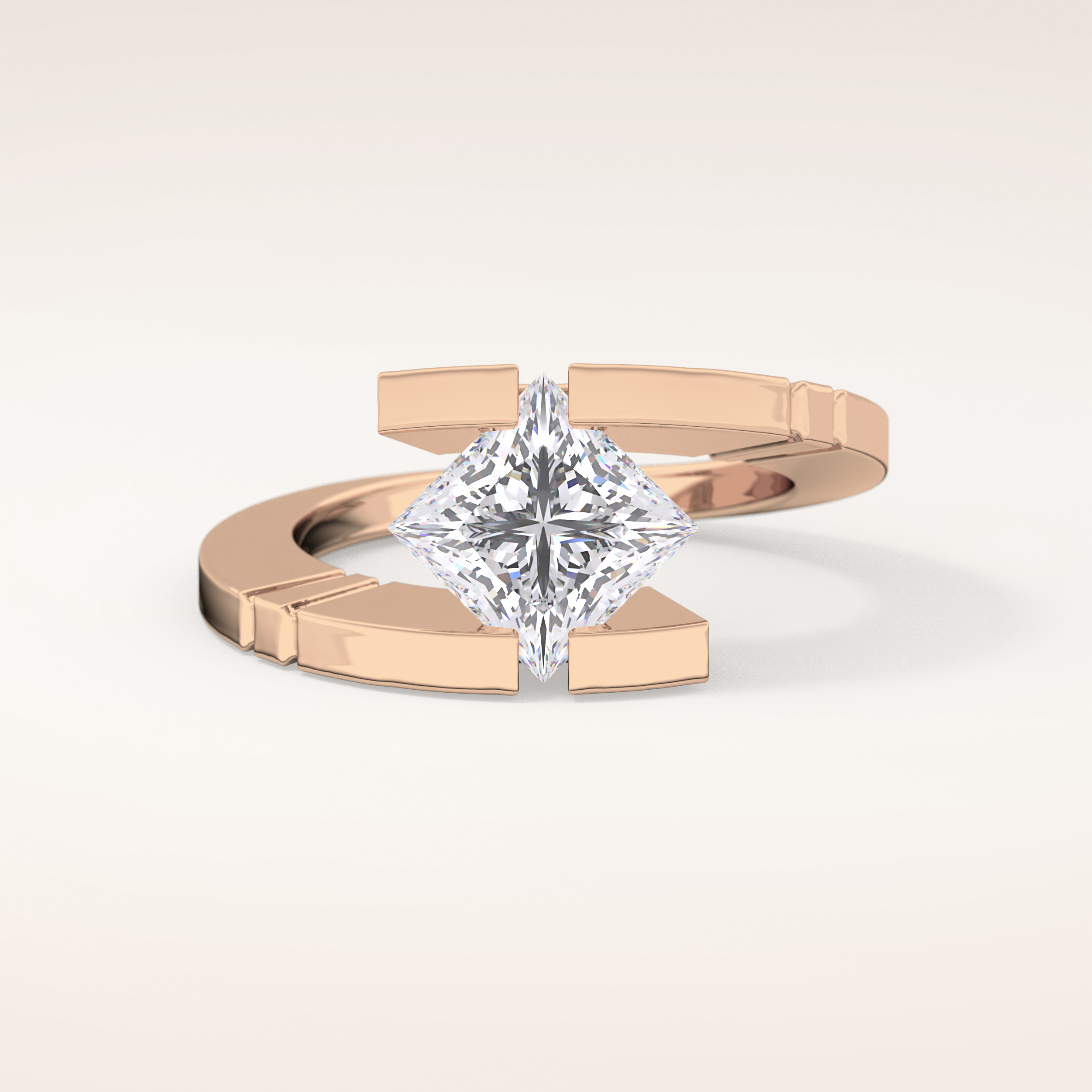 2.07 CT Princess Shaped Swirl Solitaire Moissanite Engagement Ring