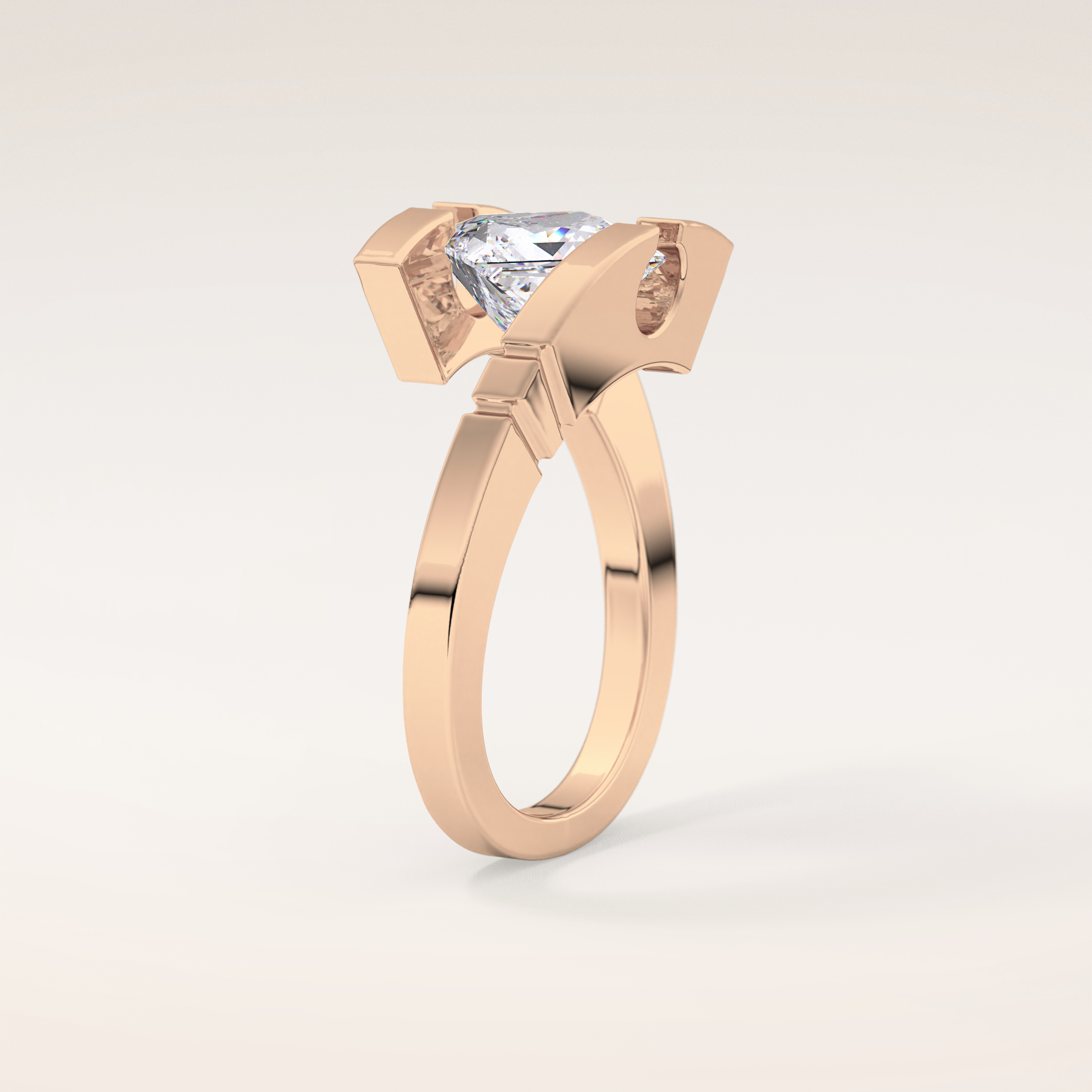 2.07 CT Princess Shaped Swirl Solitaire Moissanite Engagement Ring