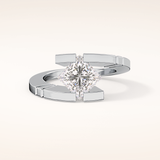 2.07 CT Princess Shaped Swirl Solitaire Moissanite Engagement Ring