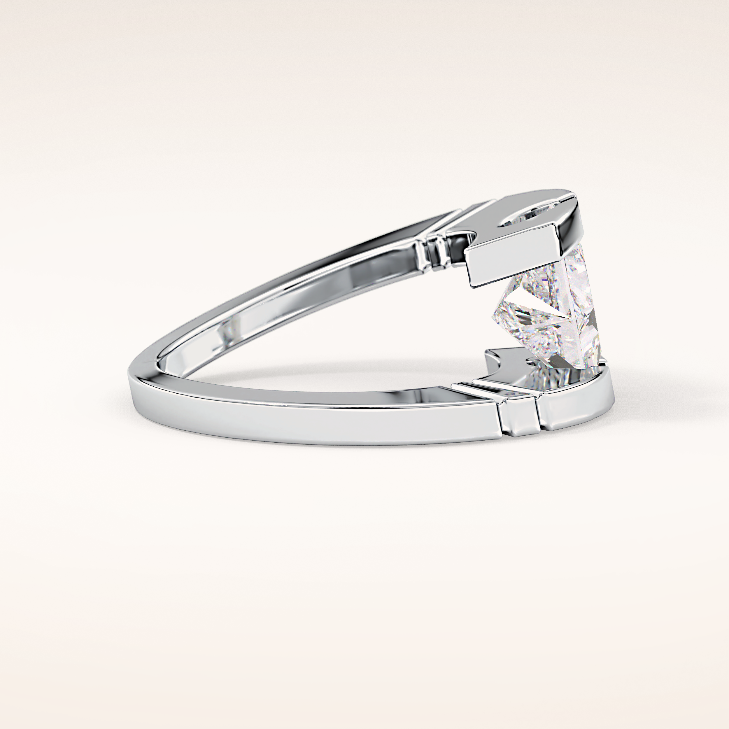 2.07 CT Princess Shaped Swirl Solitaire Moissanite Engagement Ring