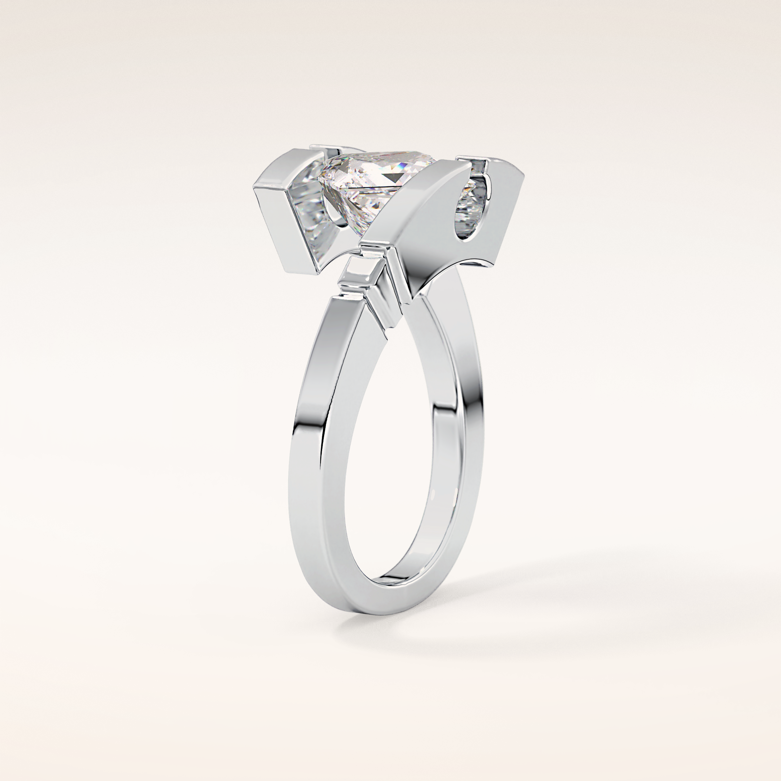 2.07 CT Princess Shaped Swirl Solitaire Moissanite Engagement Ring