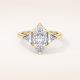 1.79 CT Marquise Shaped Three Stone Moissanite Engagement Ring