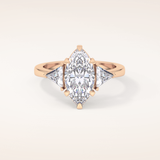 1.79 CT Marquise Shaped Three Stone Moissanite Engagement Ring