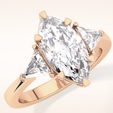 1.79 CT Marquise Shaped Three Stone Moissanite Engagement Ring