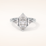 1.79 CT Marquise Shaped Three Stone Moissanite Engagement Ring