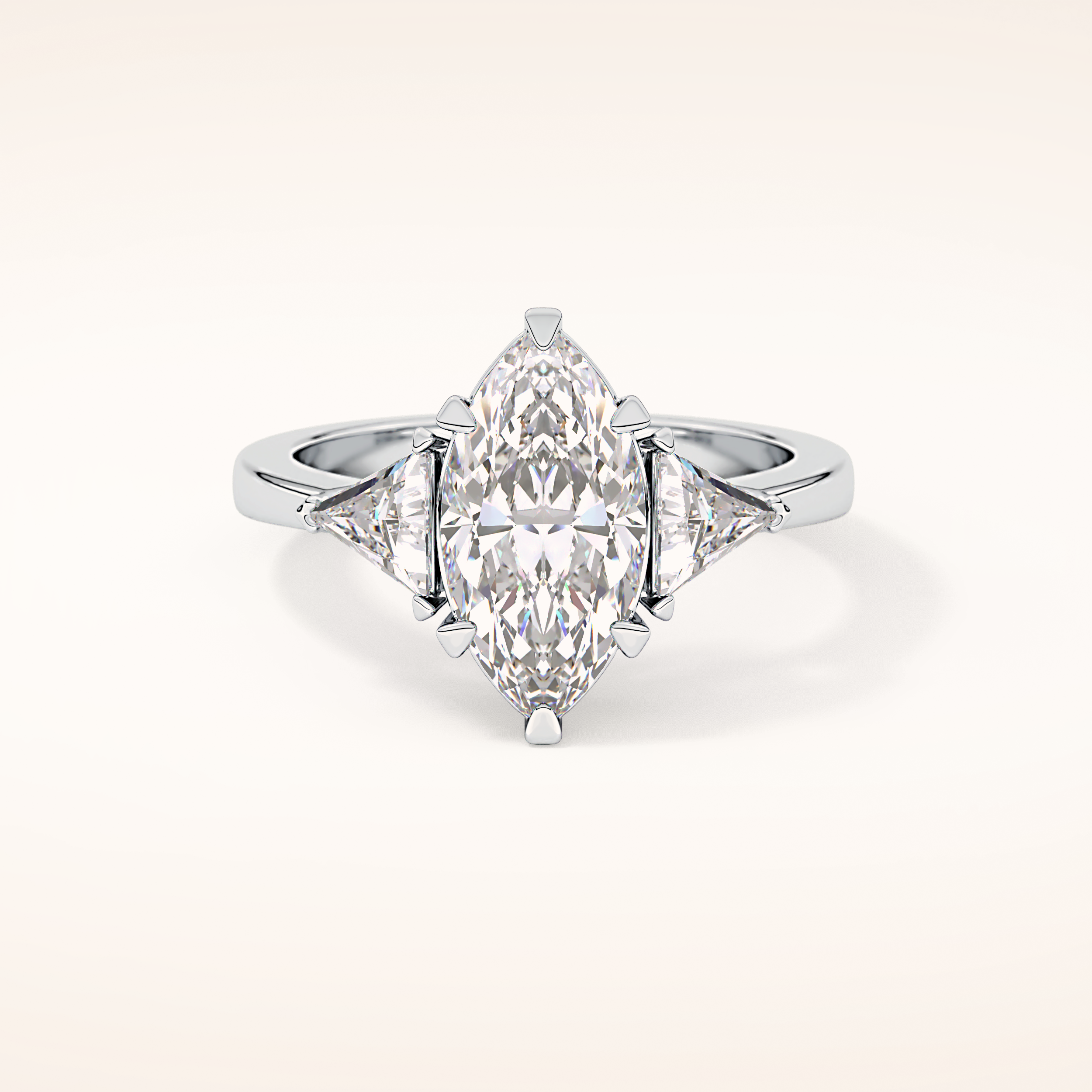 1.79 CT Marquise Shaped Three Stone Moissanite Engagement Ring