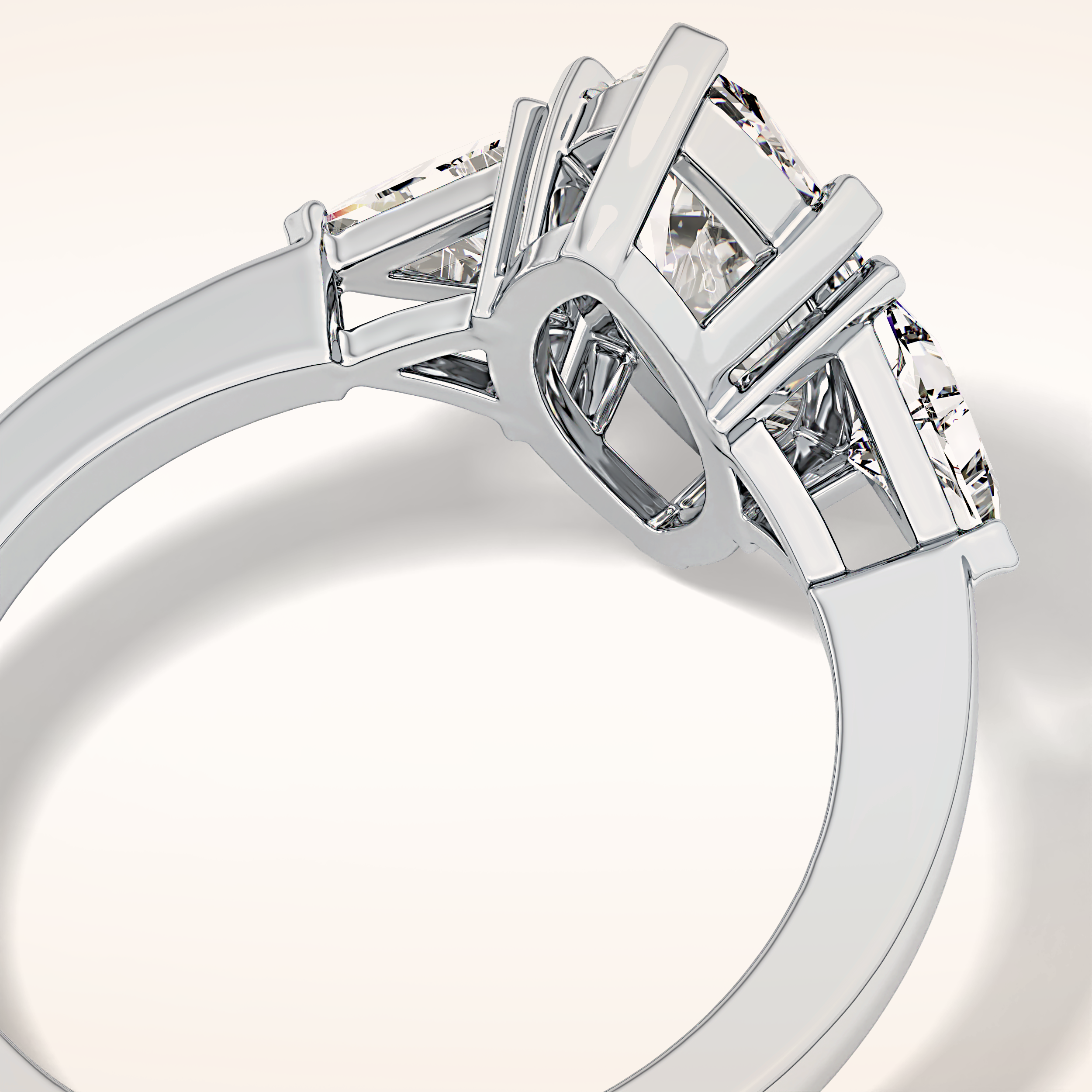1.79 CT Marquise Shaped Three Stone Moissanite Engagement Ring