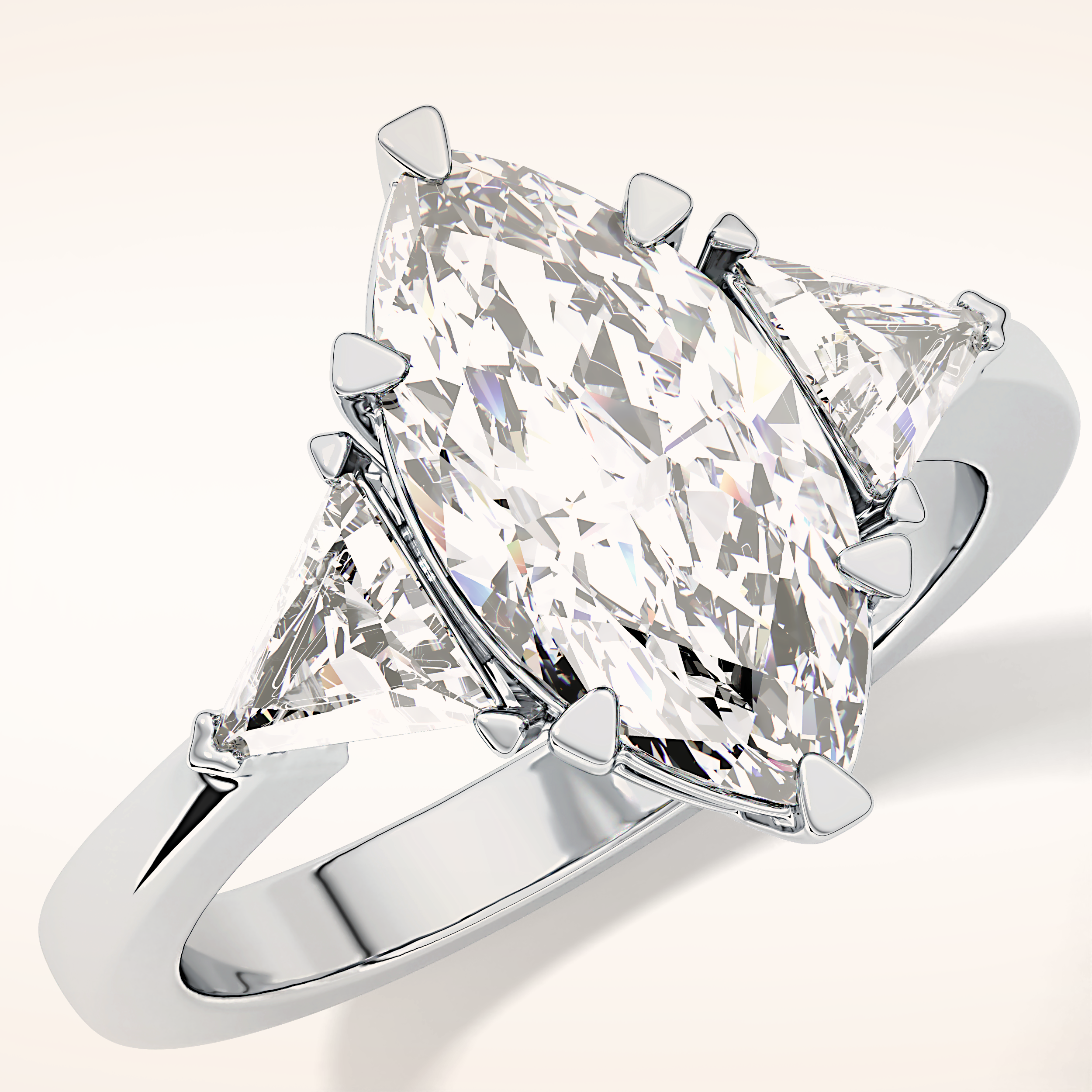 1.79 CT Marquise Shaped Three Stone Moissanite Engagement Ring