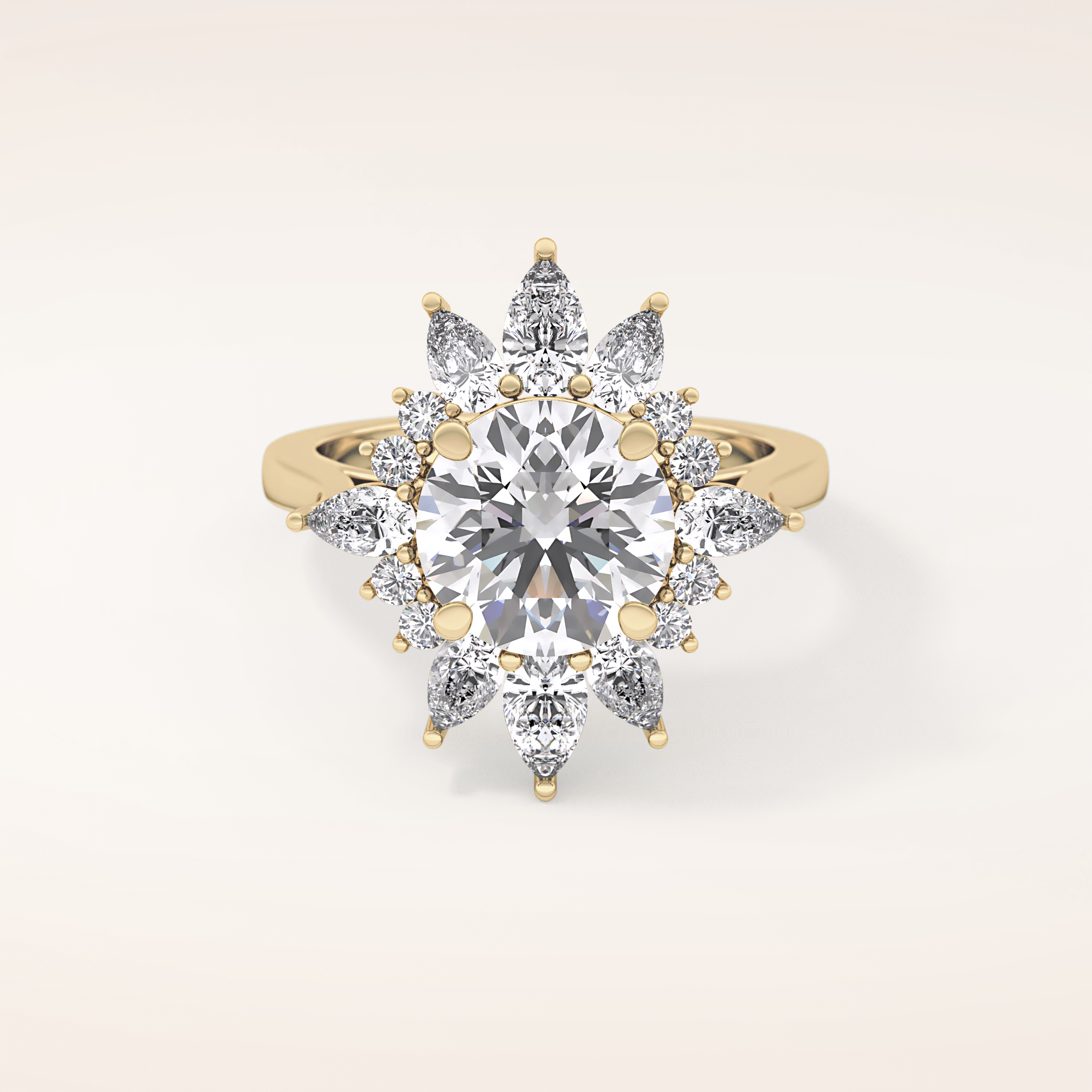 2.79 CT Round Shaped Cluster Moissanite Engagement Ring