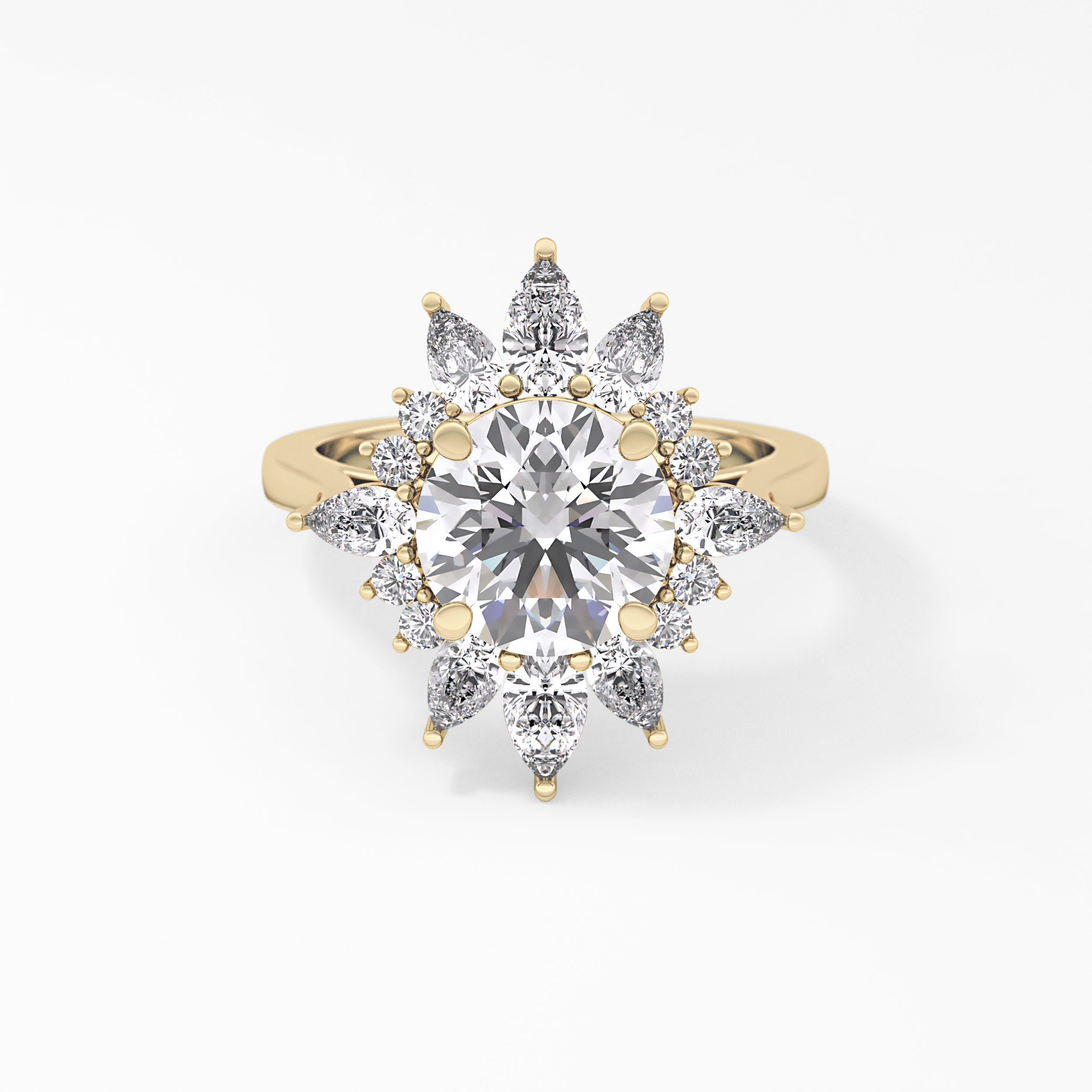 Round Cluster Lab Grown Diamond Engagement Ring