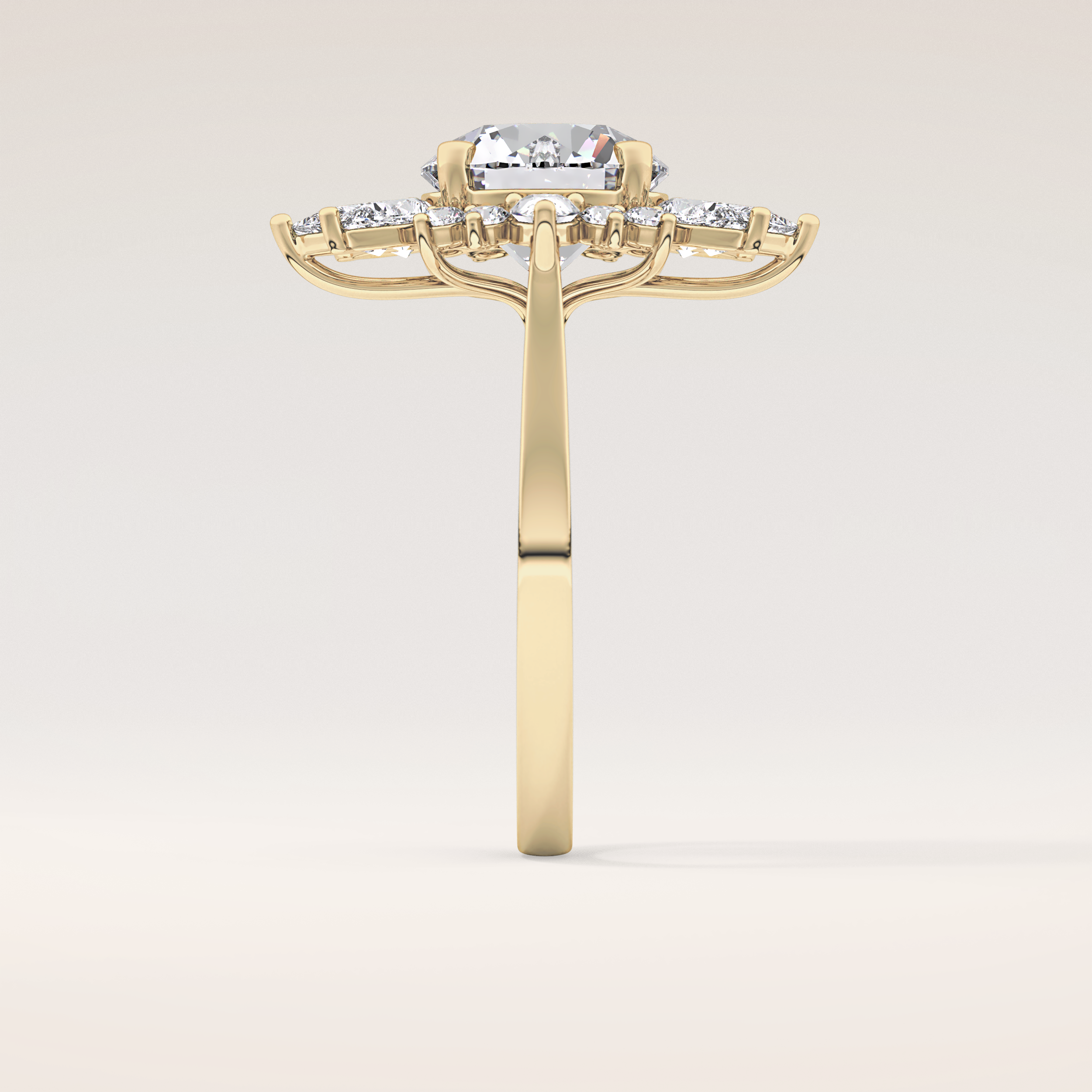 2.79 CT Round Shaped Cluster Moissanite Engagement Ring