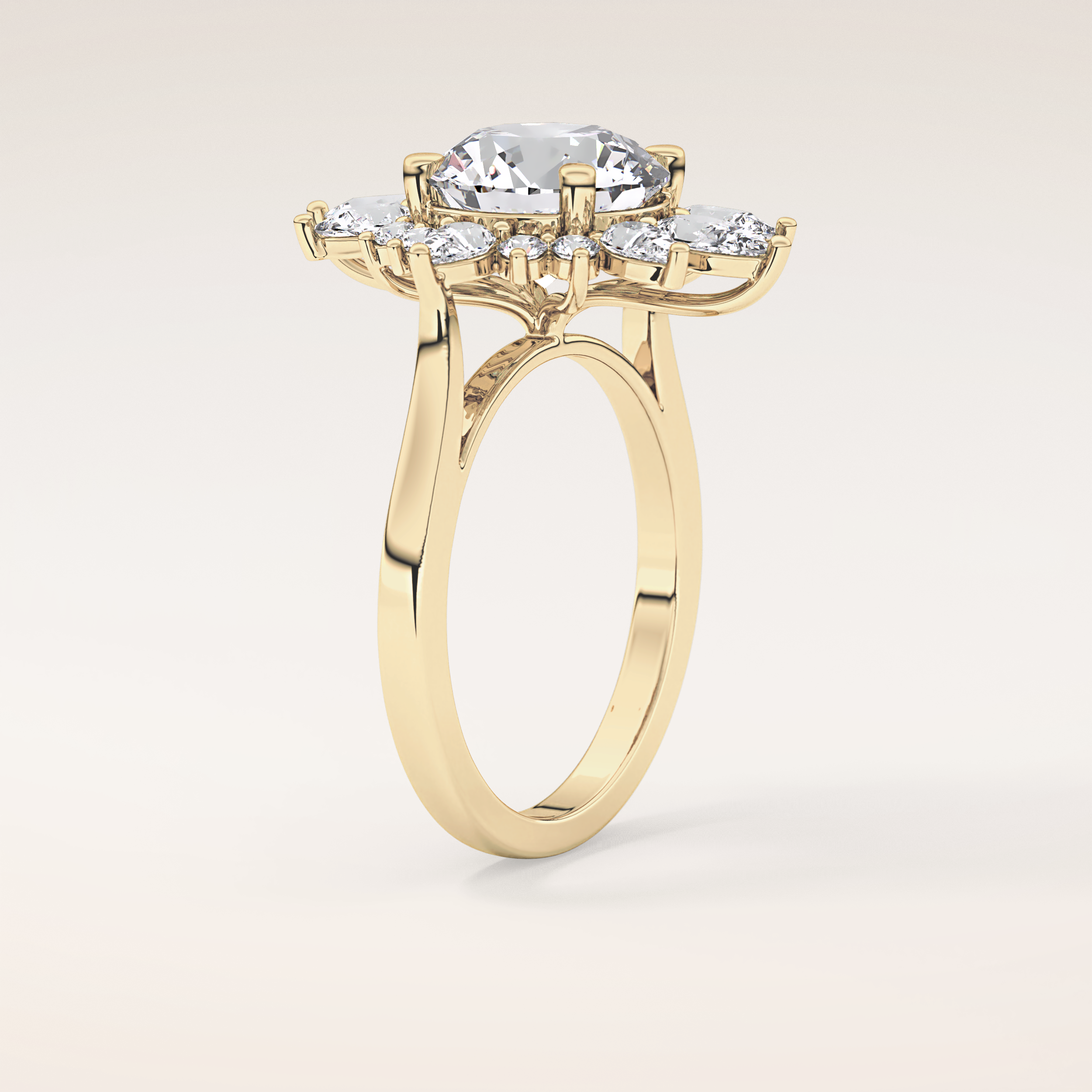 2.79 CT Round Shaped Cluster Moissanite Engagement Ring