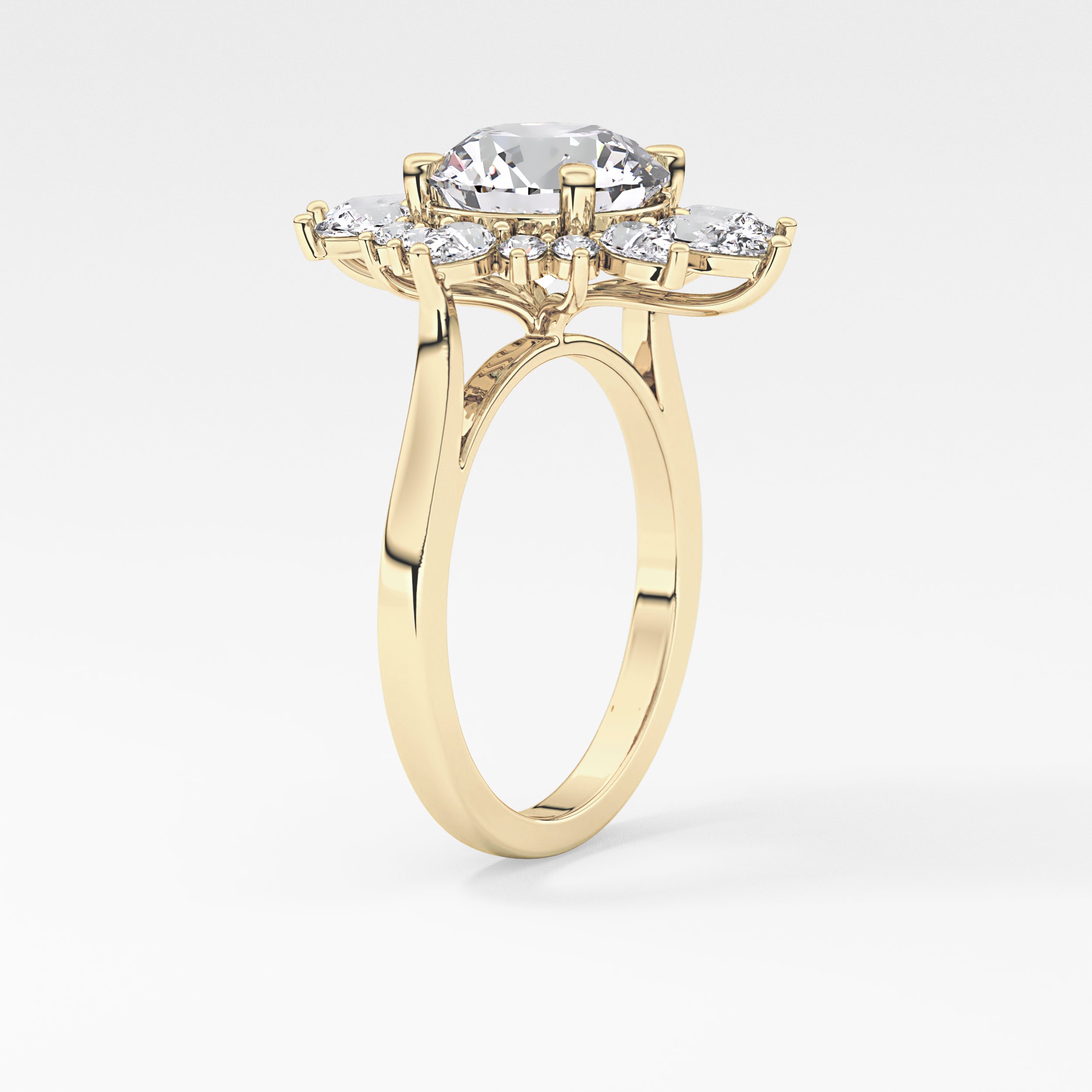 Round Cluster Lab Grown Diamond Engagement Ring
