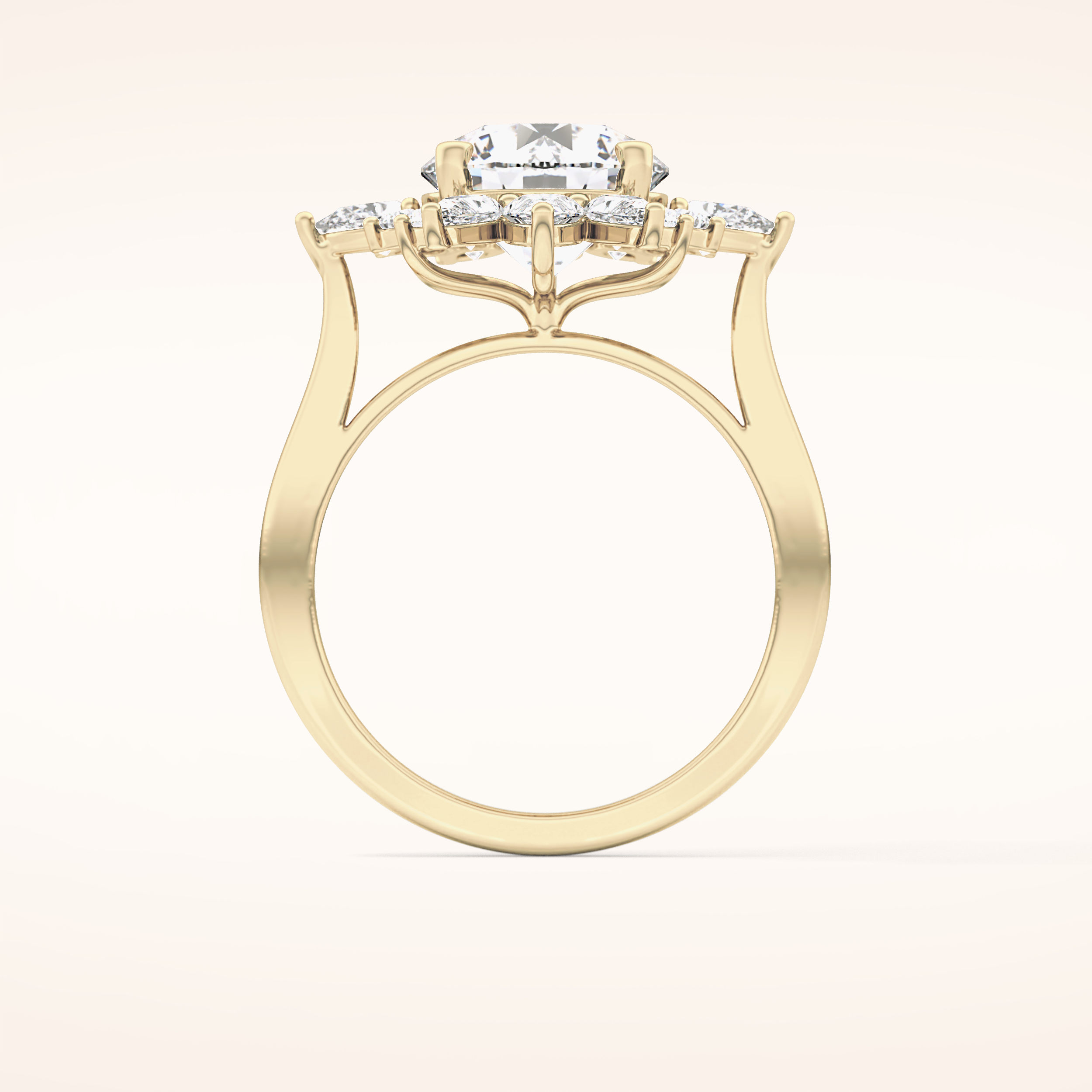 2.79 CT Round Shaped Cluster Moissanite Engagement Ring