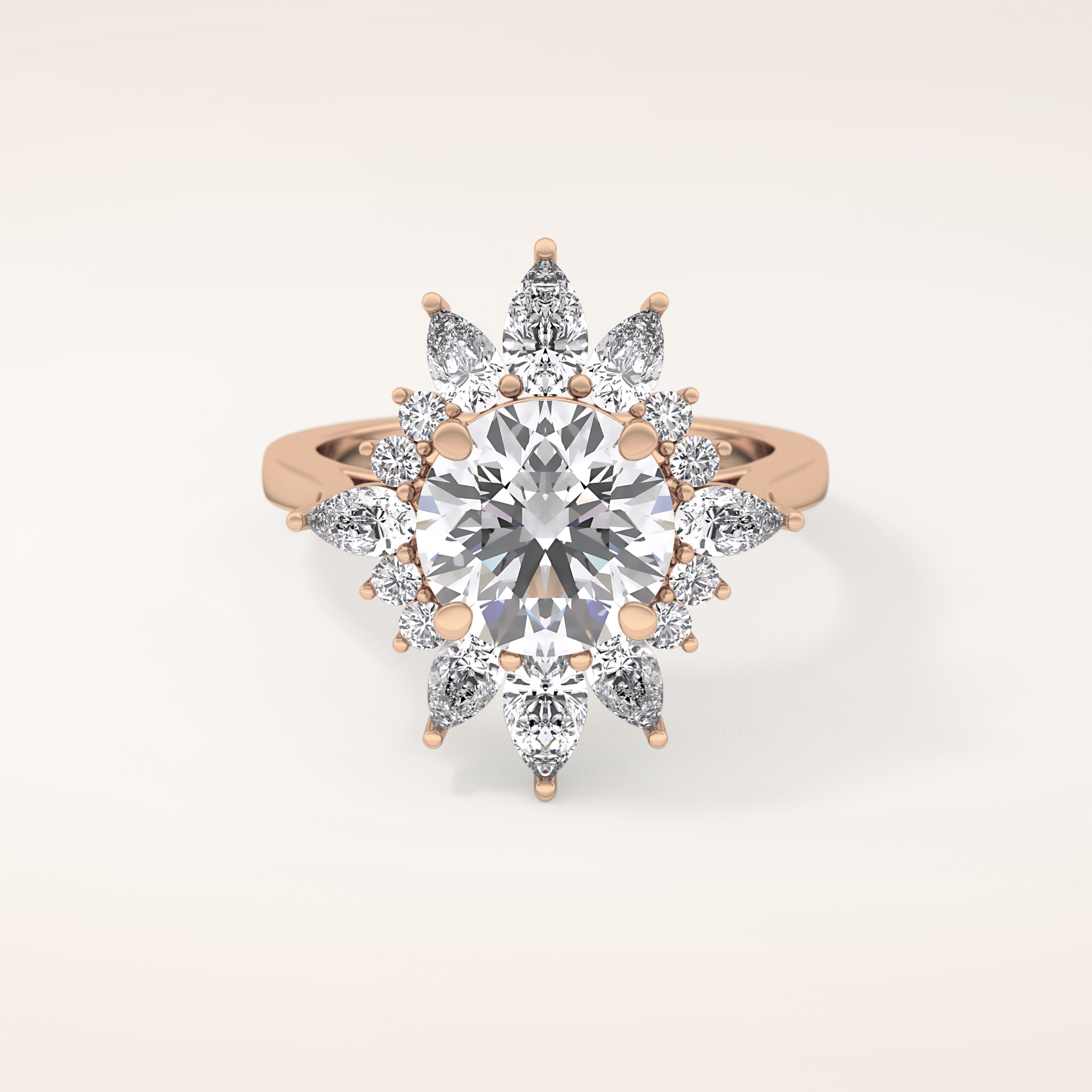 2.79 CT Round Shaped Cluster Moissanite Engagement Ring