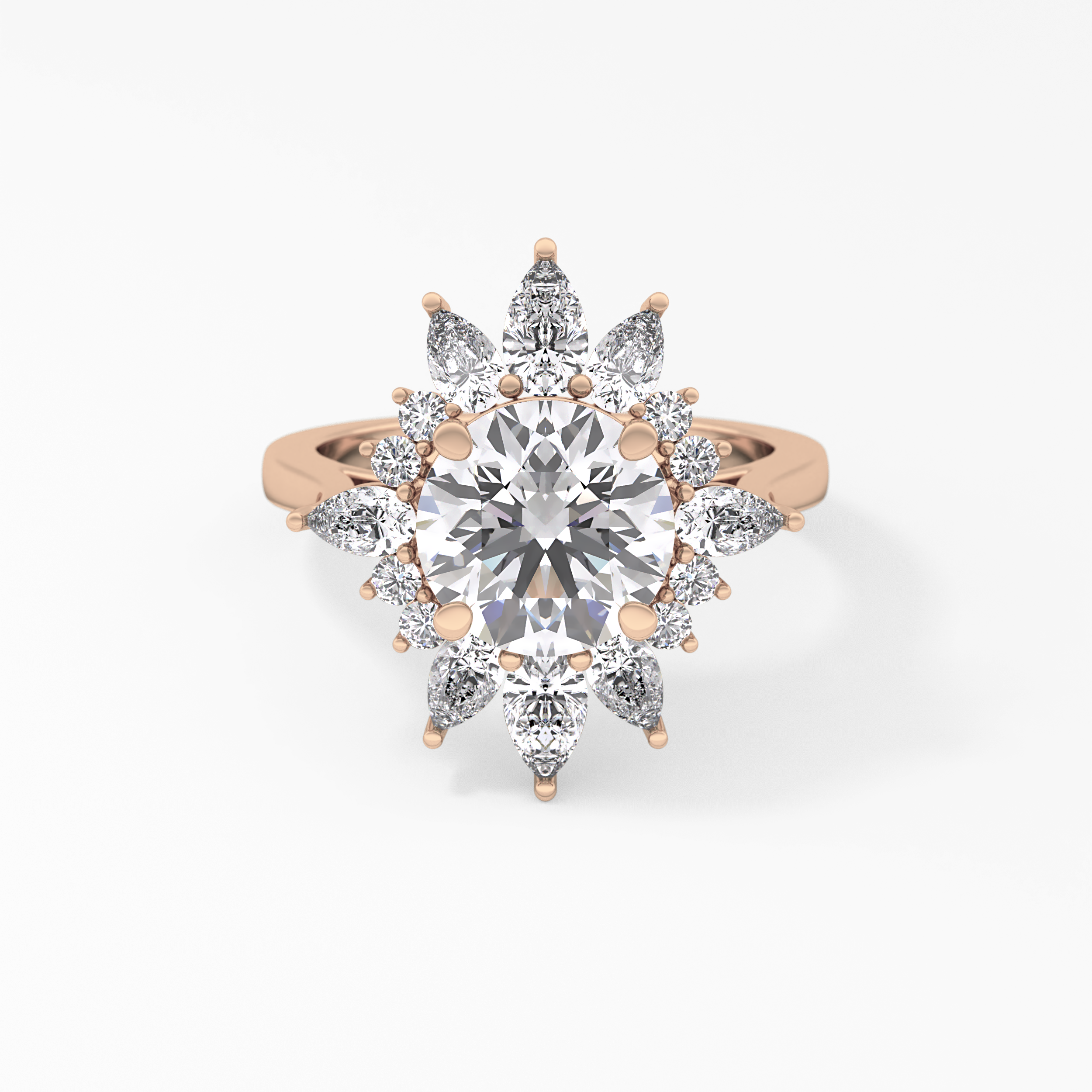 Round Cluster Lab Grown Diamond Engagement Ring