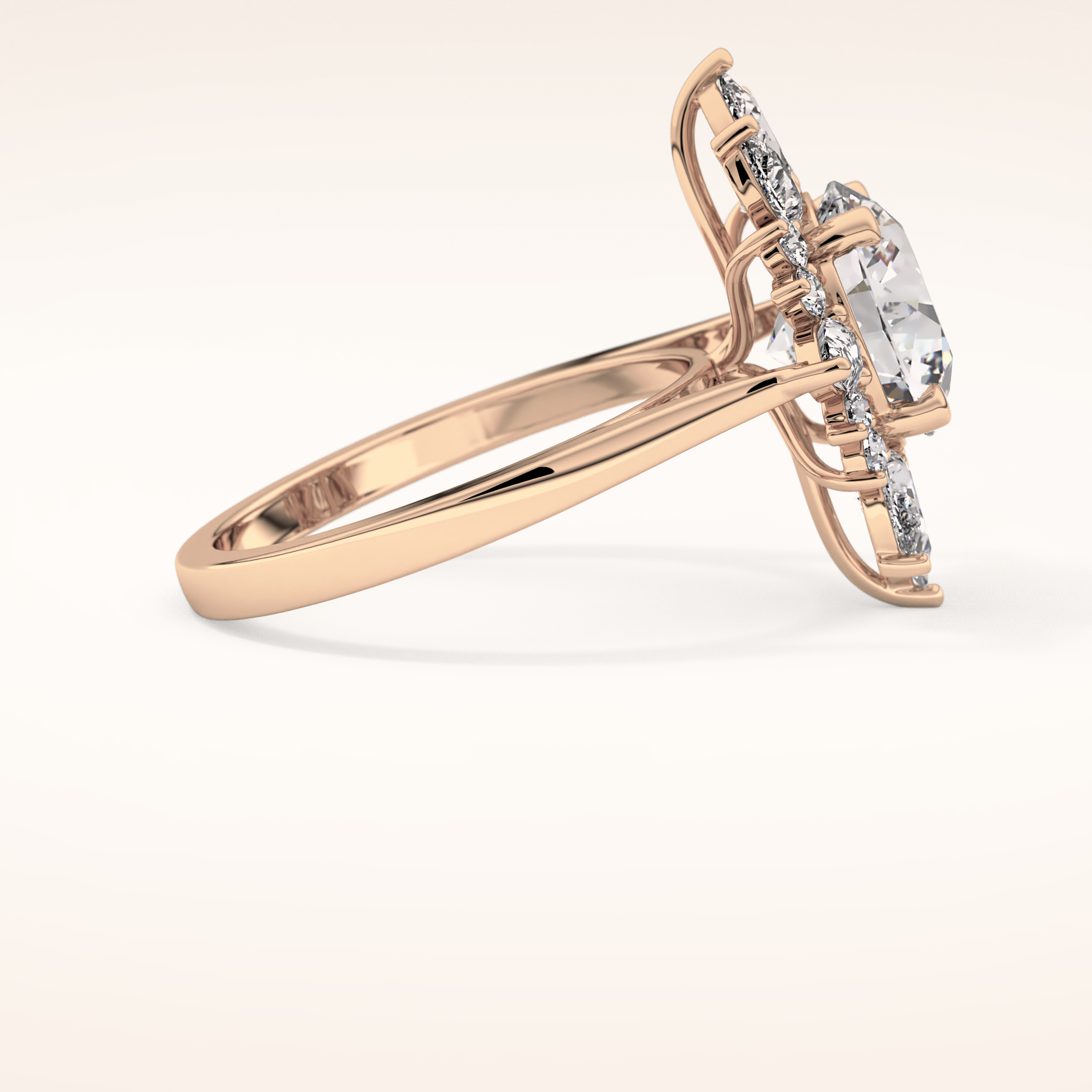 2.79 CT Round Shaped Cluster Moissanite Engagement Ring