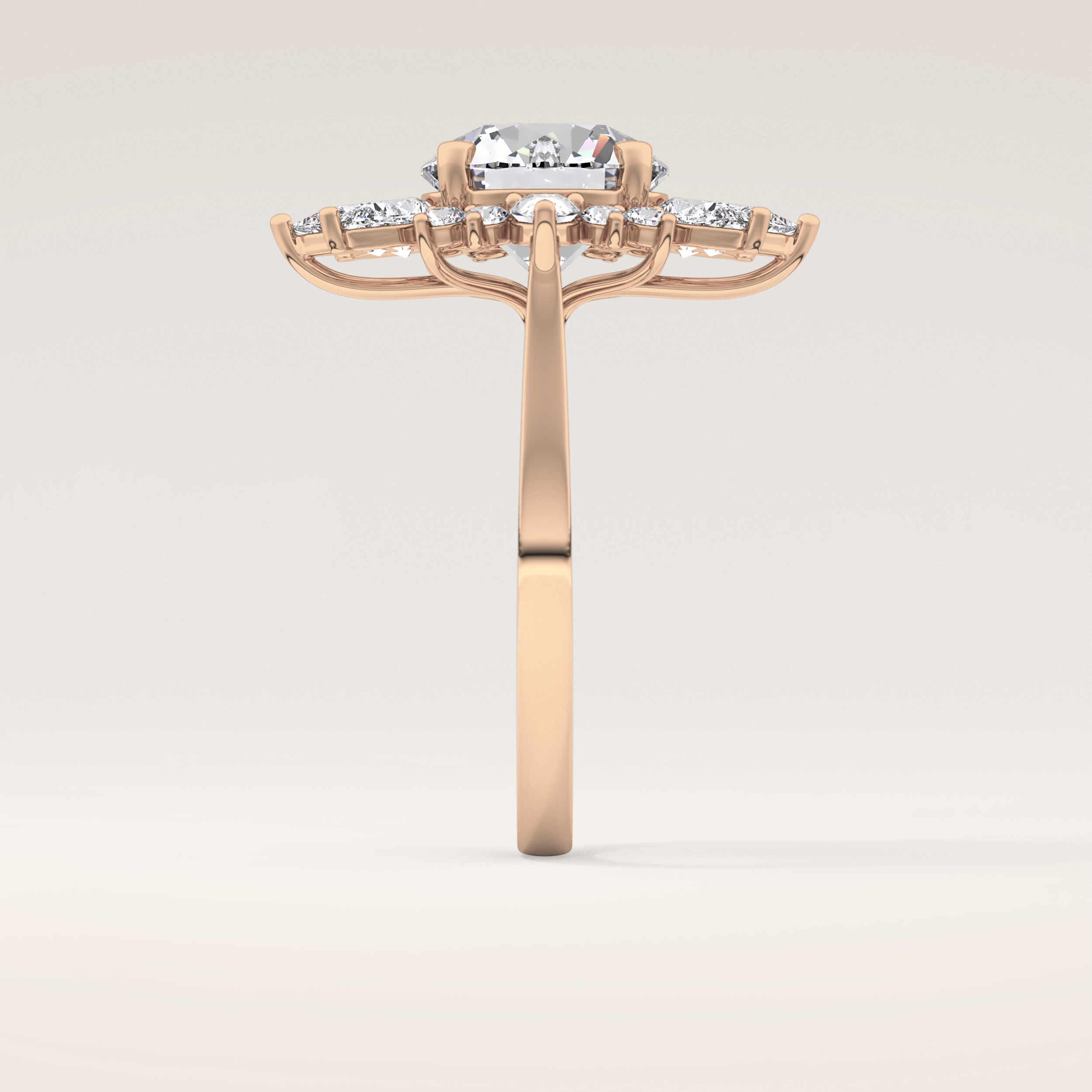 2.79 CT Round Shaped Cluster Moissanite Engagement Ring