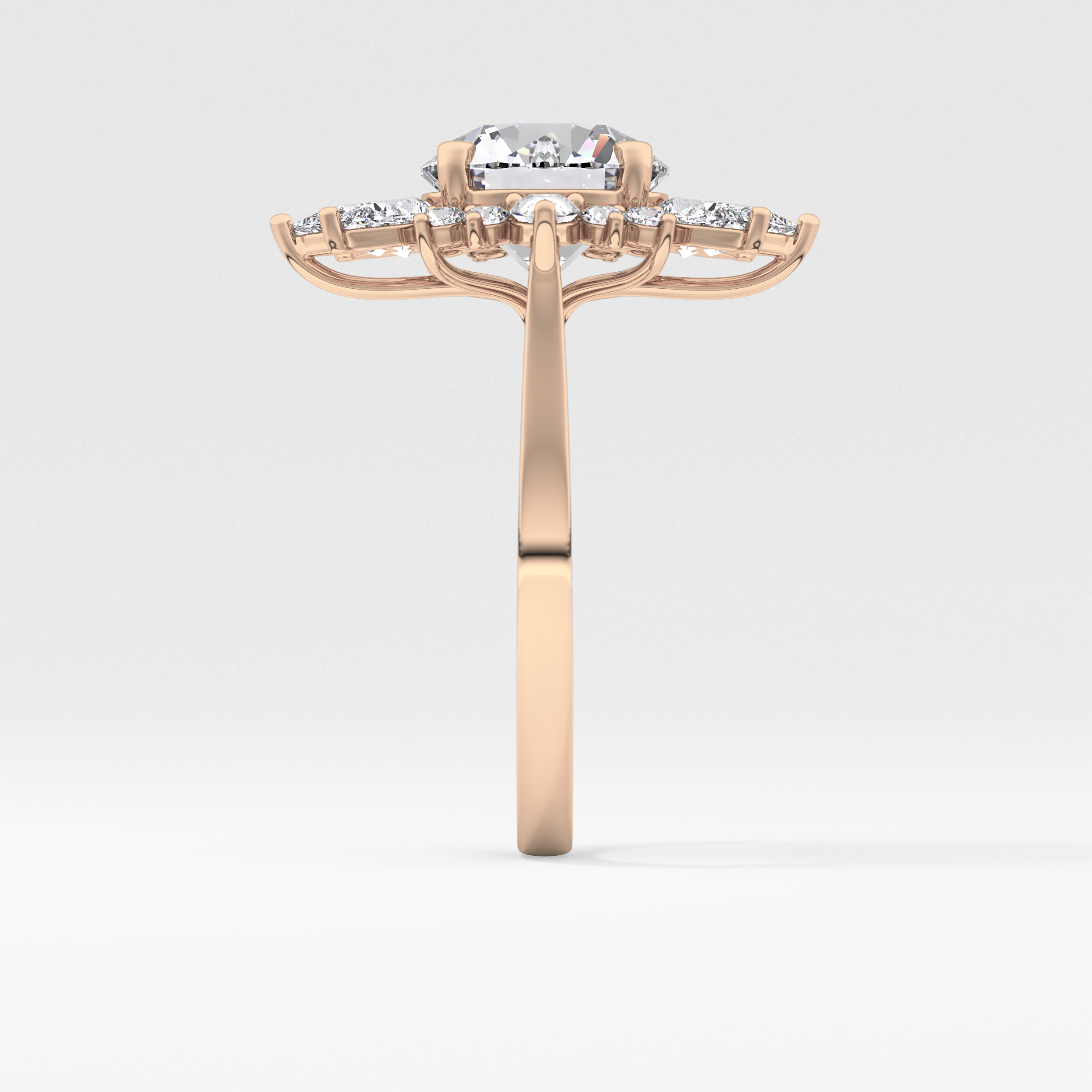 Round Cluster Lab Grown Diamond Engagement Ring