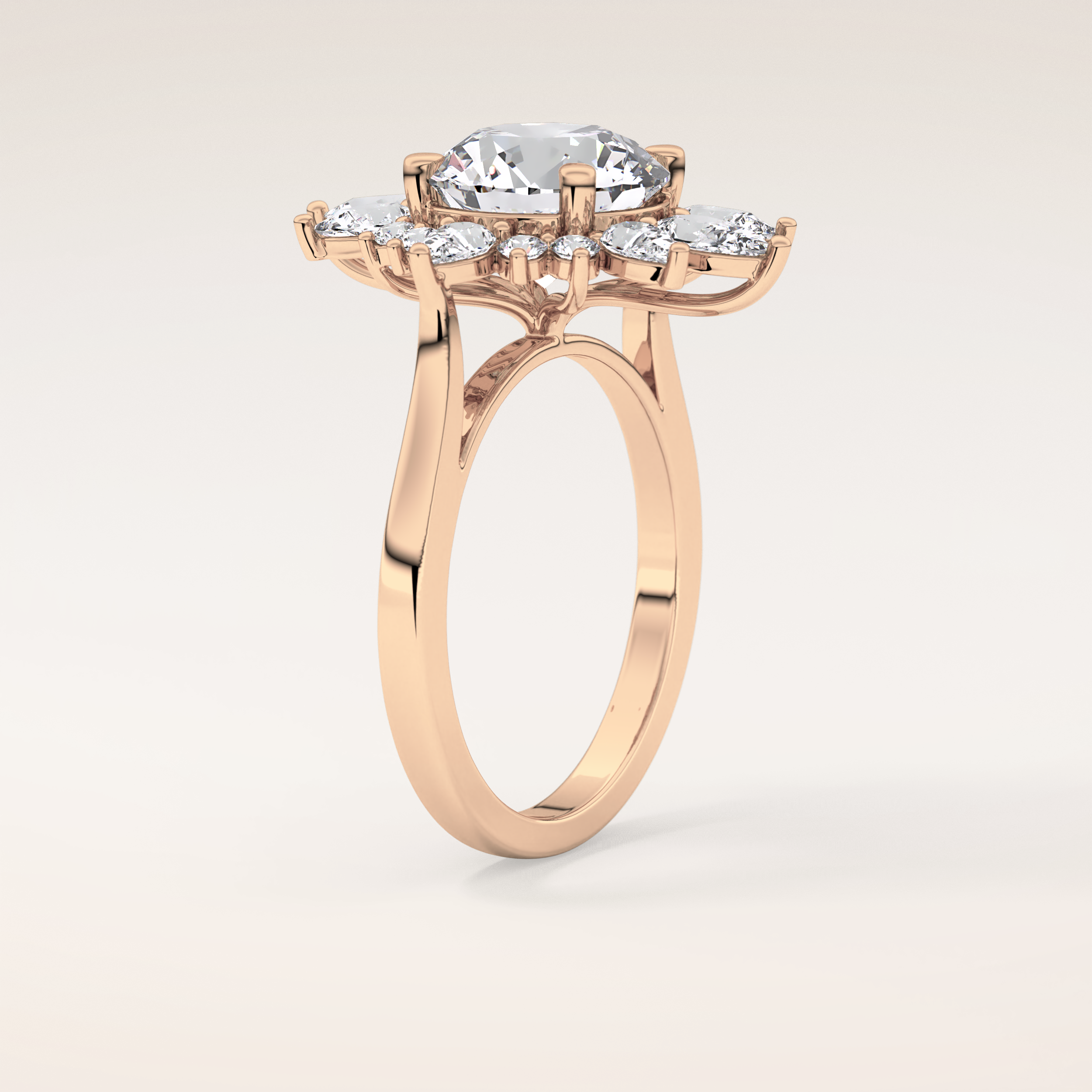 2.79 CT Round Shaped Cluster Moissanite Engagement Ring