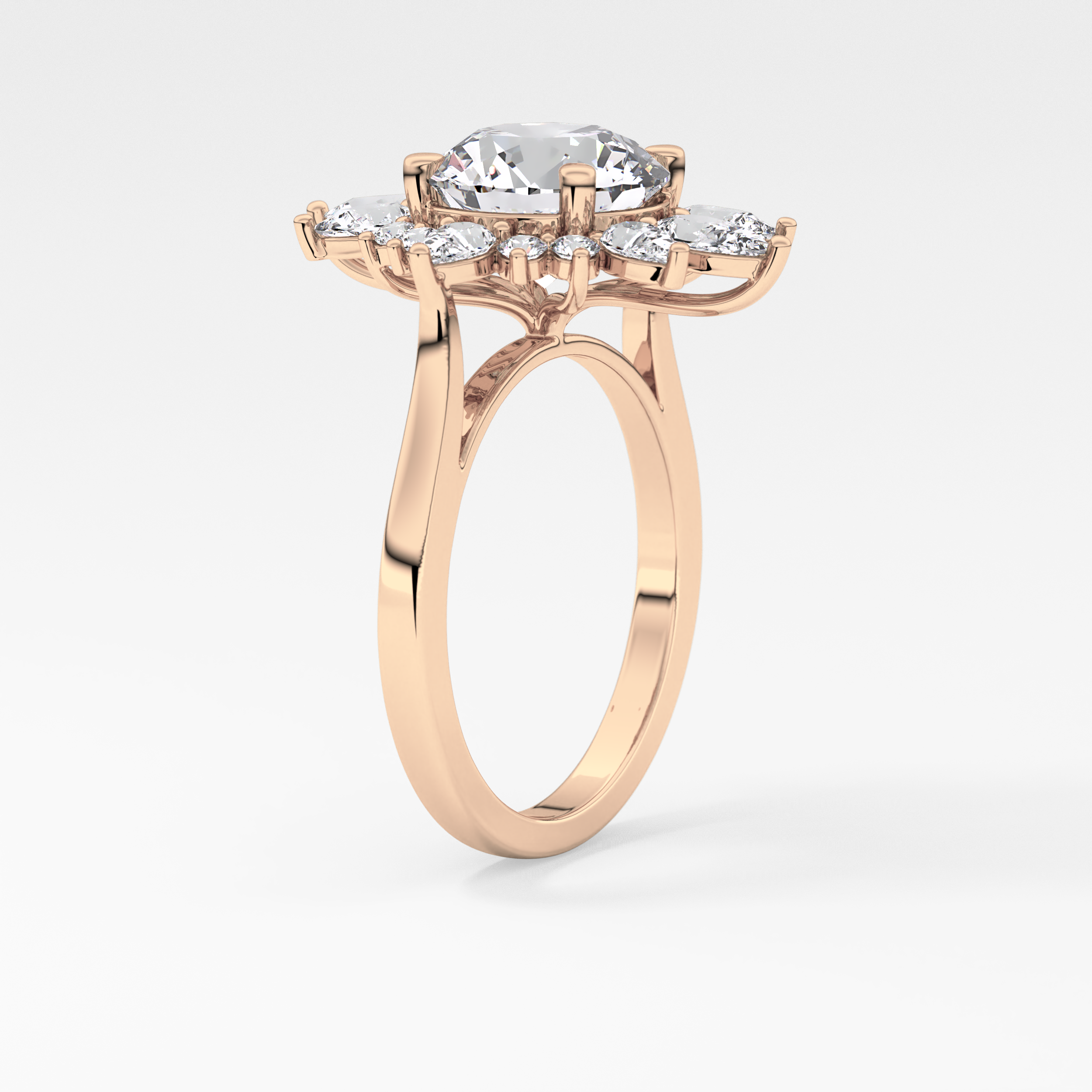 Round Cluster Lab Grown Diamond Engagement Ring