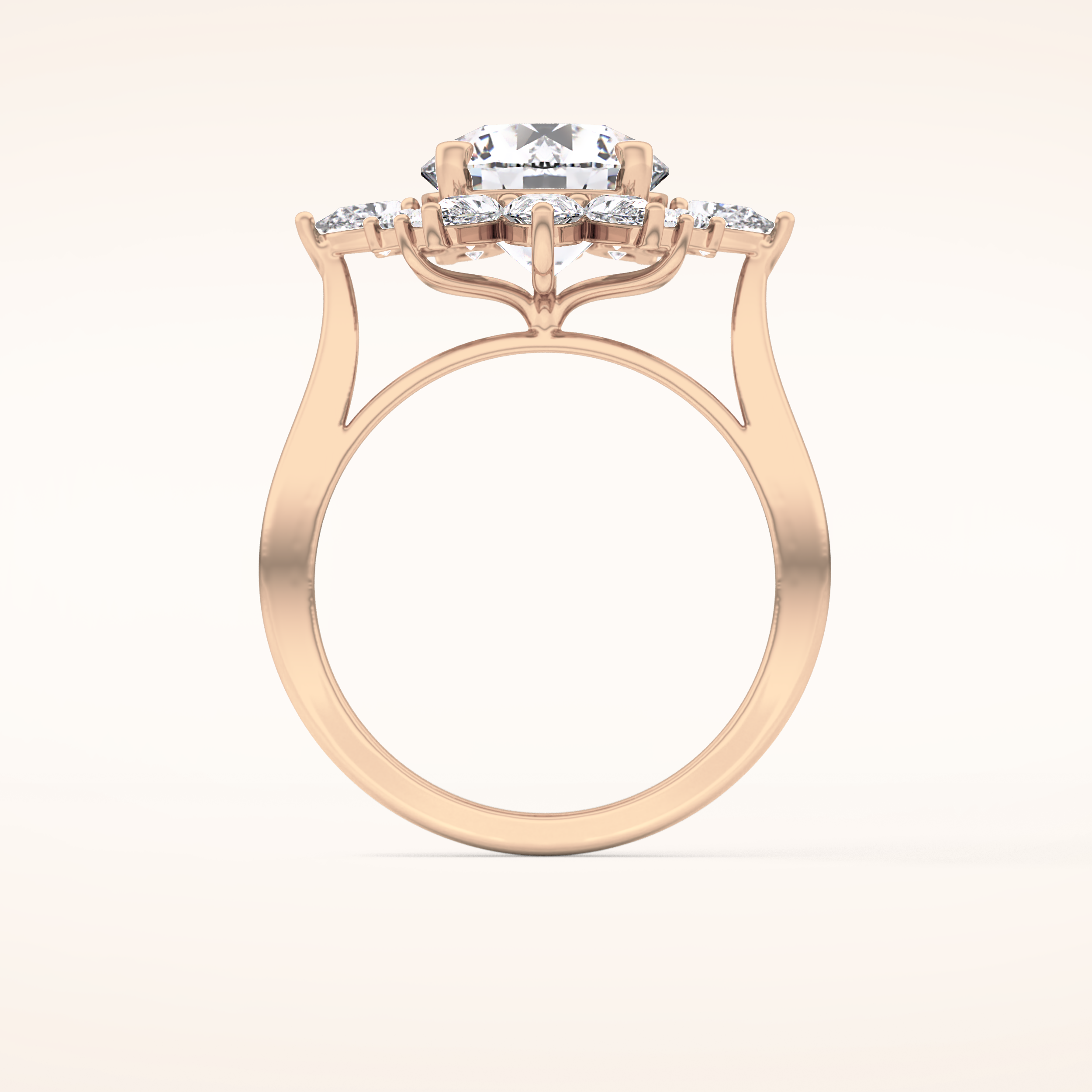 2.79 CT Round Shaped Cluster Moissanite Engagement Ring